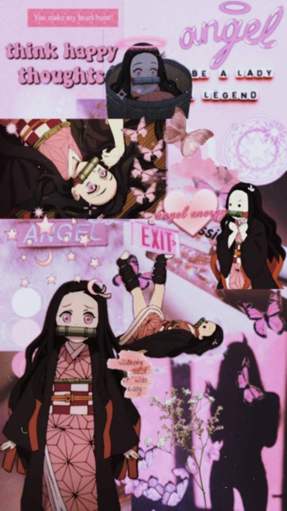 1000x1780 Download Pink Nezuko Aesthetic Collage Wallpaper, Phone