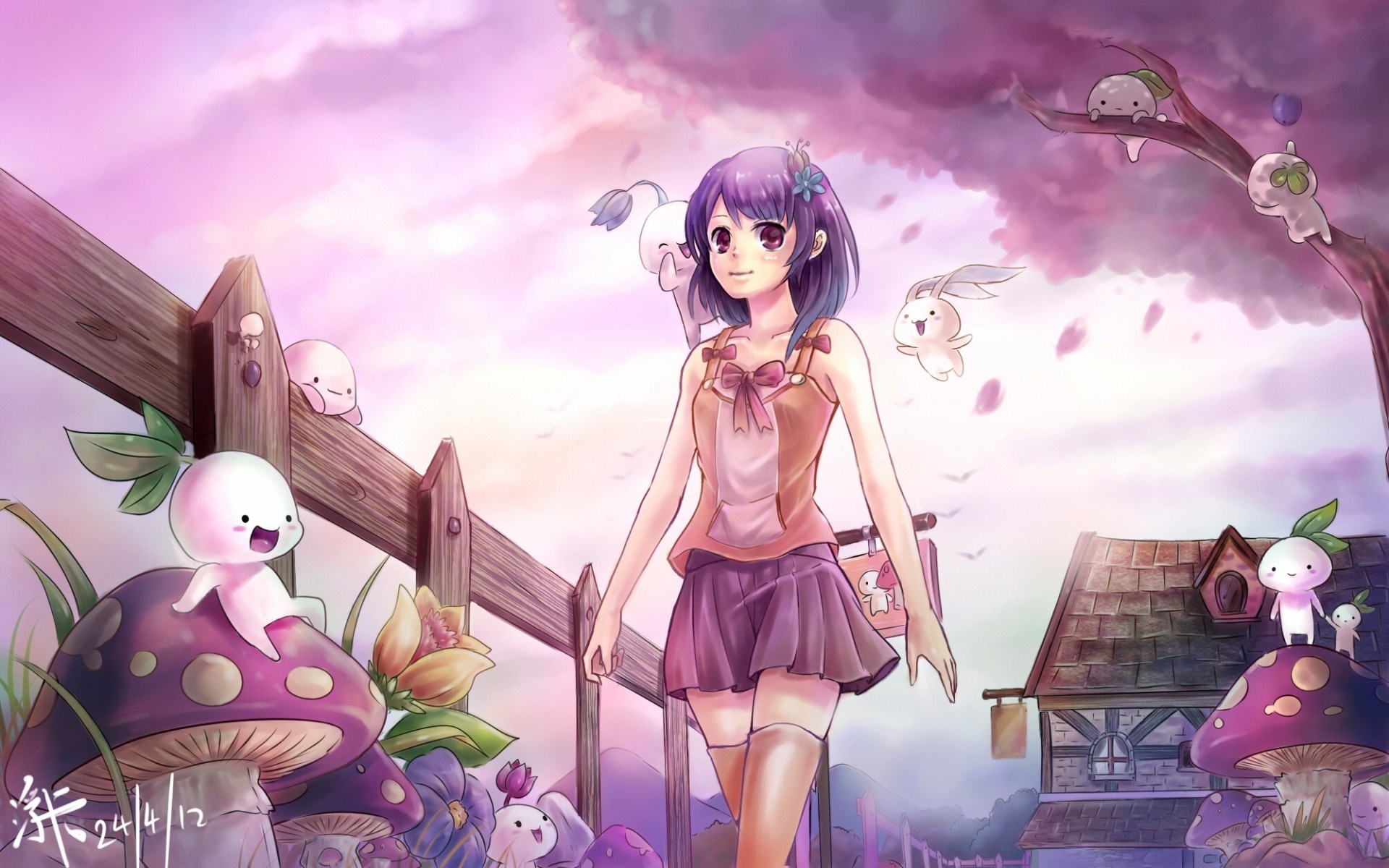 1920x1200 Free download manga anime cute purple girl bunny mushrooms HD wallpaper [] for your Desktop, Mobile & Tablet. Explore Cute Anime Wallpaper. HD Anime Wallpaper, Anime Desktop Wallpaper, Anime Girl Wallpaper, Desktop