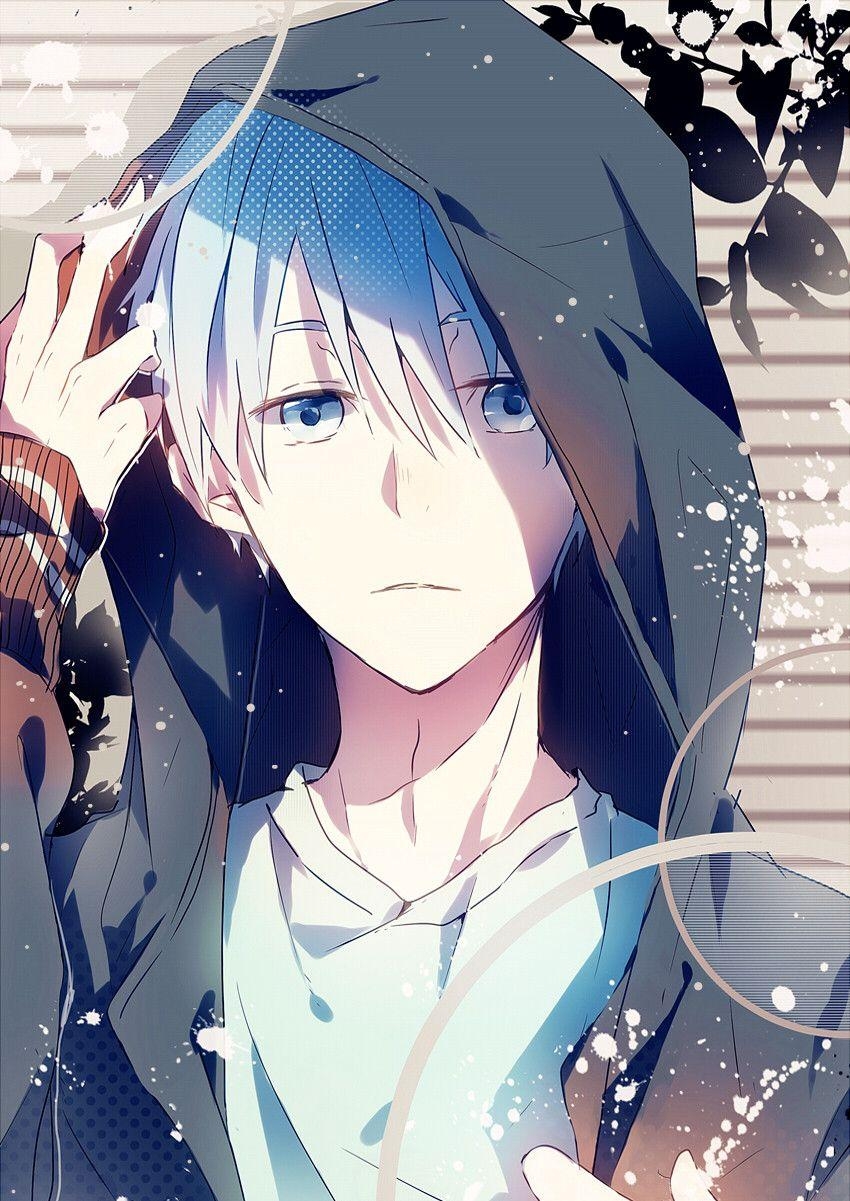 850x1210 Anime Guy. Hoodie. White Hair. Casual. Blue Eyes. Frost, Phone