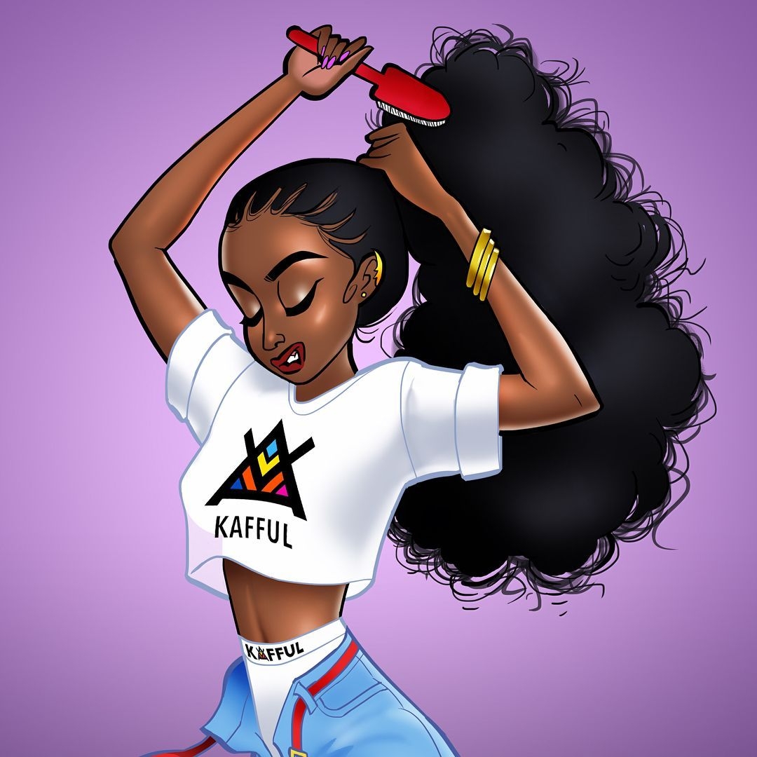 1080x1080 Cartoon Black Girl Wallpaper, Phone