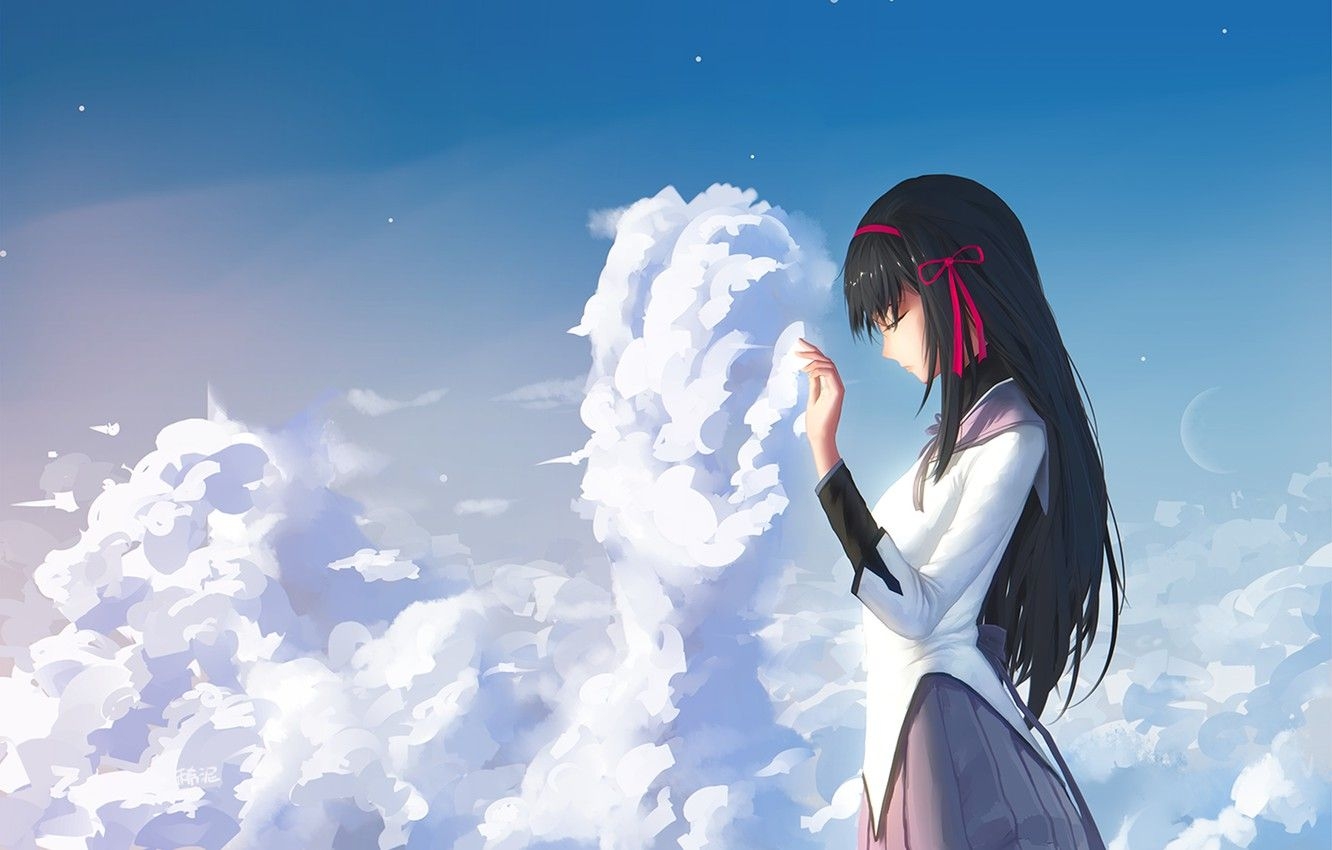 1340x850 Wallpaper Anime, mahou shoujo madoka magica, cloud., Homura Akemi image for desktop, section прочее, Desktop