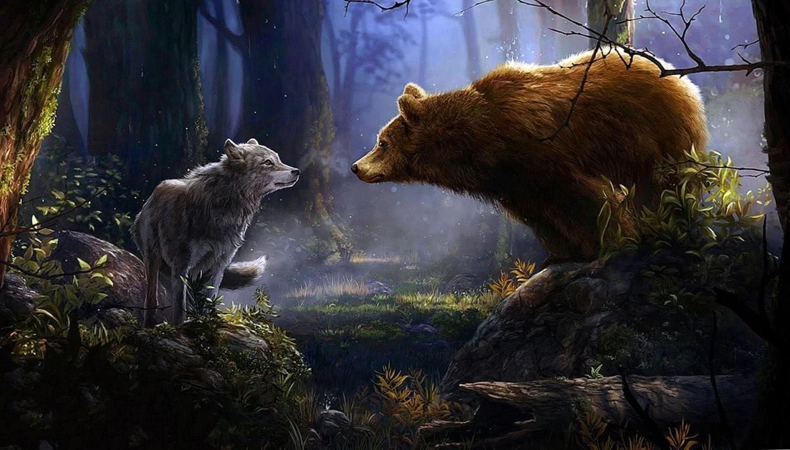 1570x900 Wolf And Bear Wallpaper, Desktop