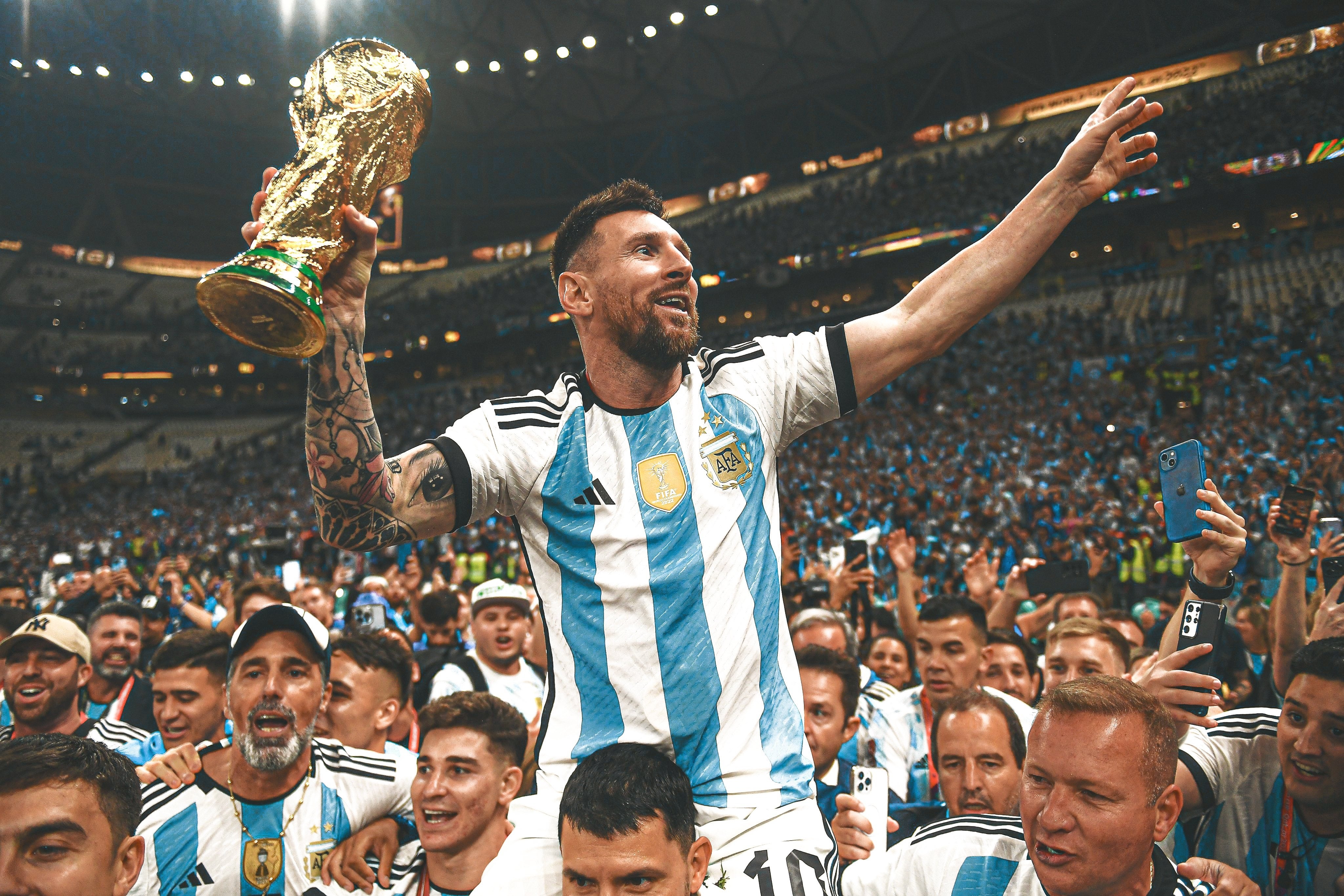 4100x2740 Lionel Messi lifiting the 2022 FIFA World Cup trophy [], Desktop