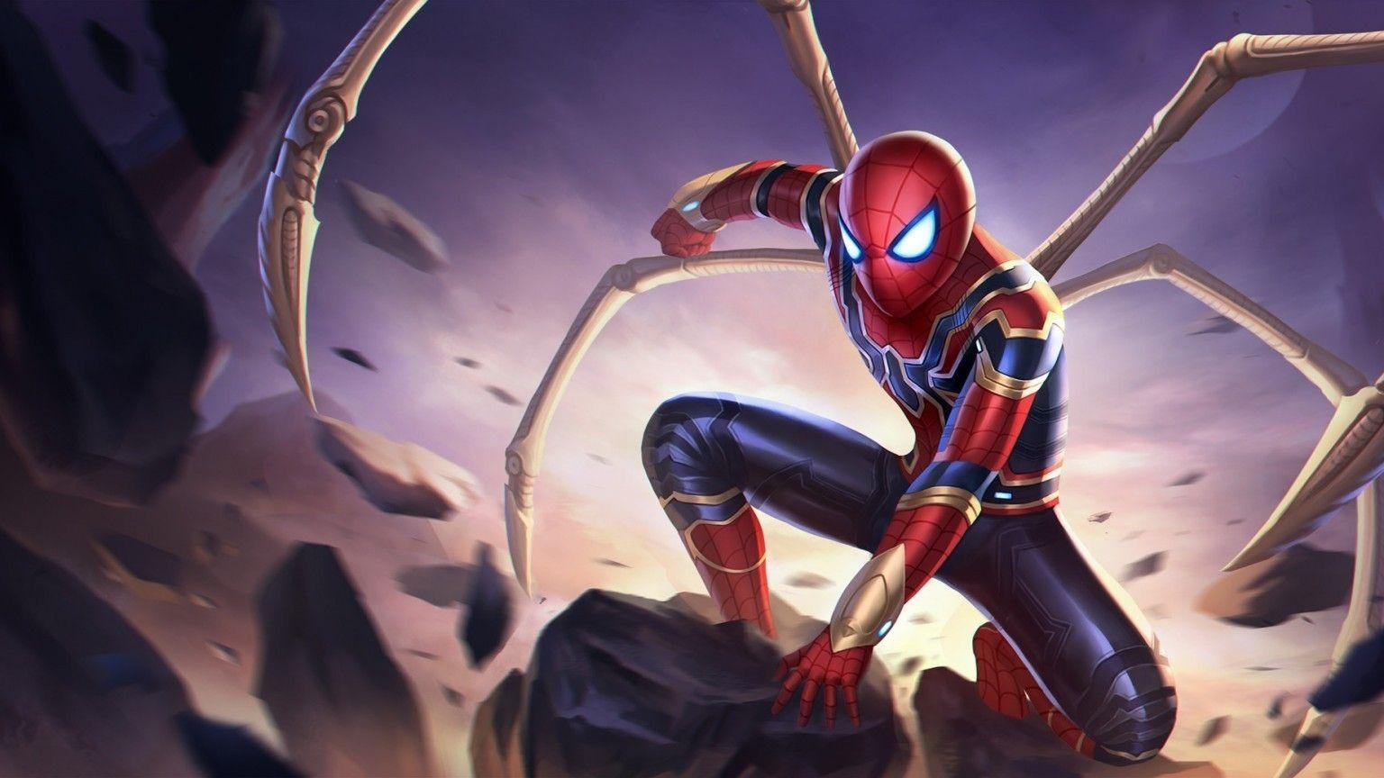 1540x870 Download  Spider Man, Rocks, Iron Spider Armor Wallpaper, Desktop