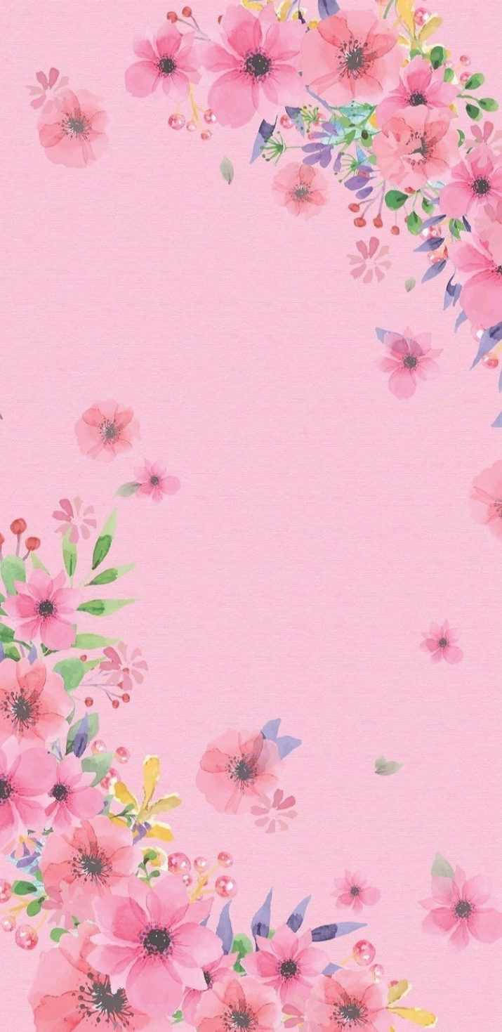 720x1470 Download Preppy Pink Floral Design Wallpaper, Phone