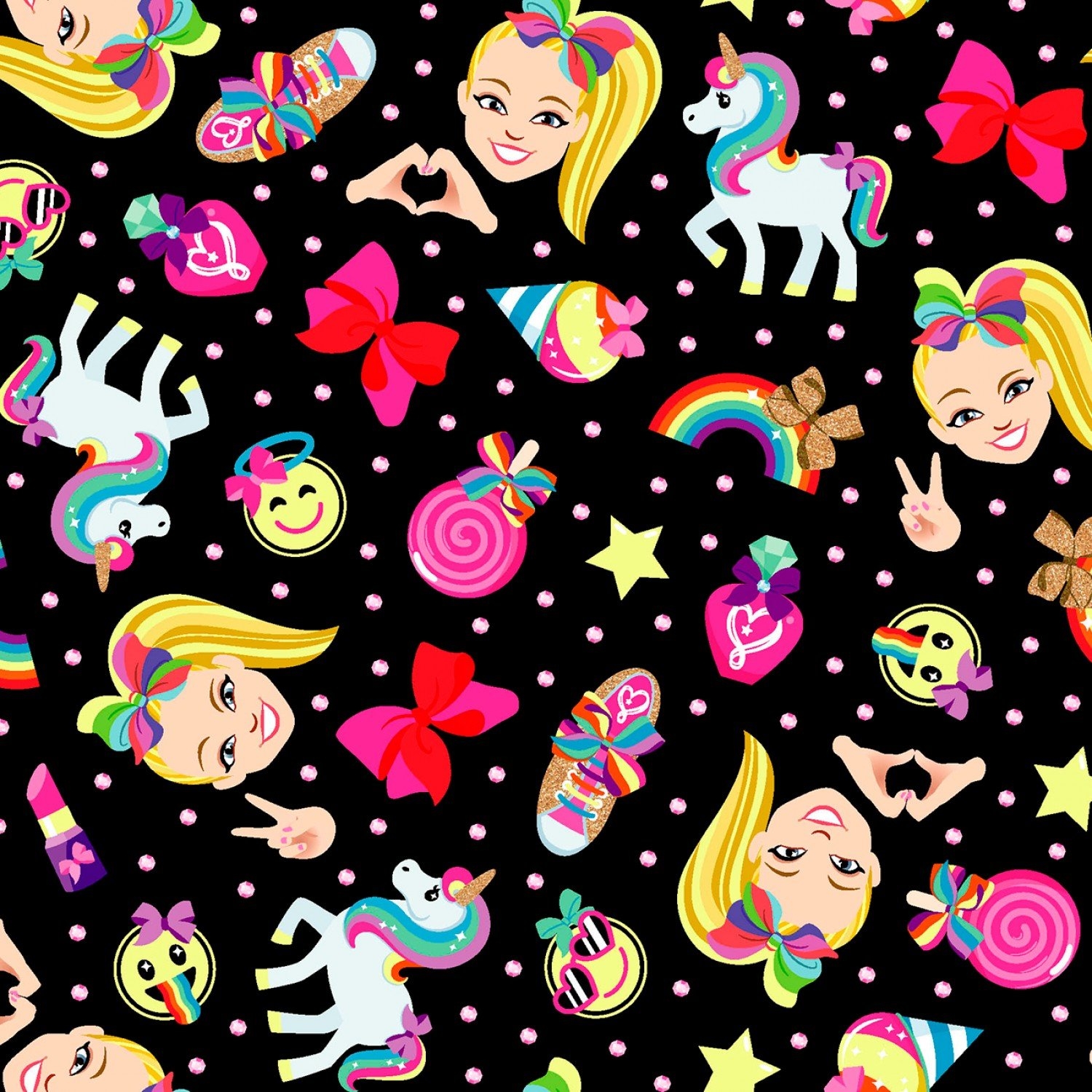 1500x1500 Free download Springs Creative JoJo Siwa Rainbow Emoji Tossed BlackMulticolor [] for your Desktop, Mobile & Tablet. Explore Jojo Bows Wallpaper. Bows Wallpaper, JoJo Wallpaper, Wallpaper Jojo, Phone