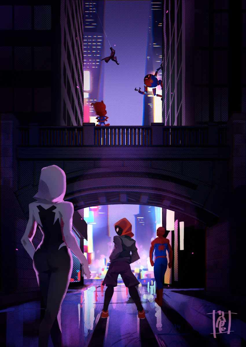 850x1200 Safebooru bag bodysuit breasts city gwen stacy highres hood hoodie looking at viewer mar. Spiderman artwork, Miles morales spiderman, Spider man series, Phone