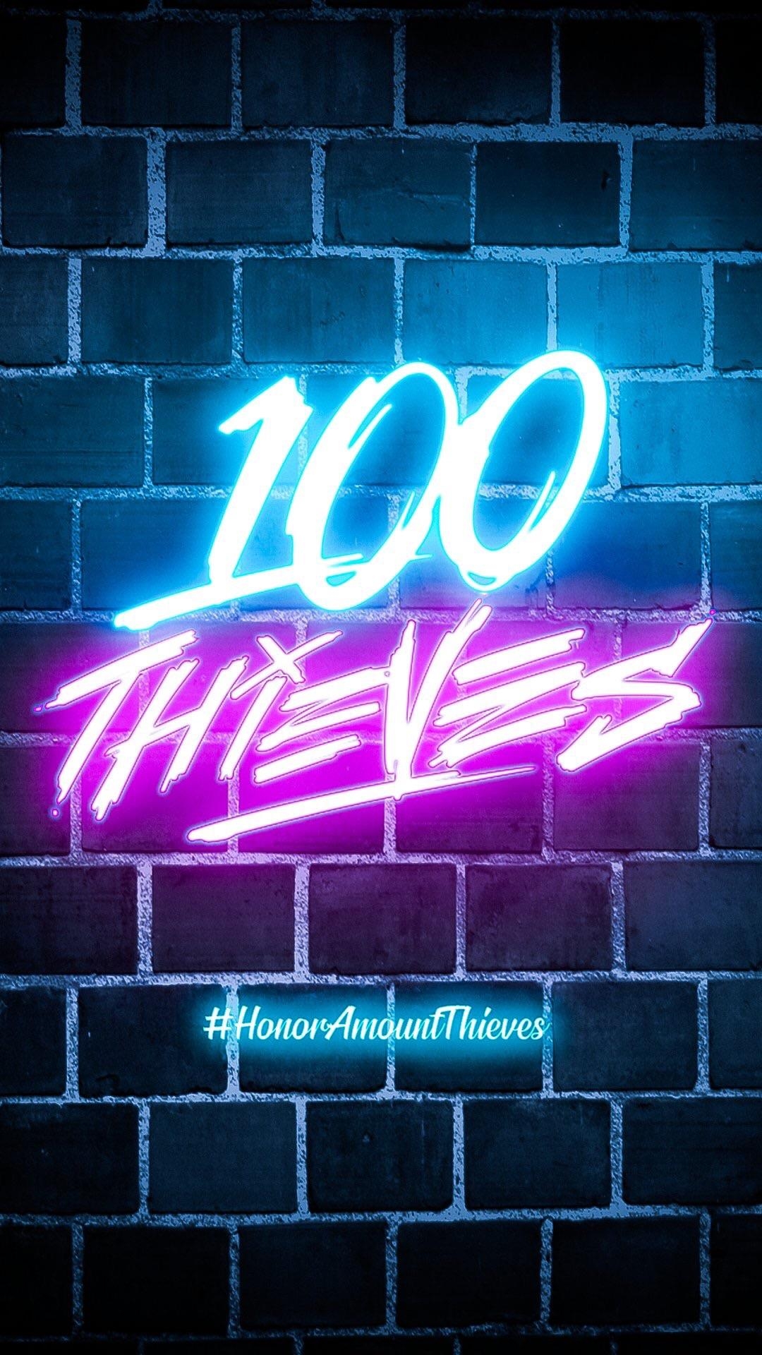 1080x1920 100Thieves Neon Mobile Wallpaper. Feedback appreciated :). (I am extremely new to photohop, about 3 days into it, so plz be nice <3), Phone