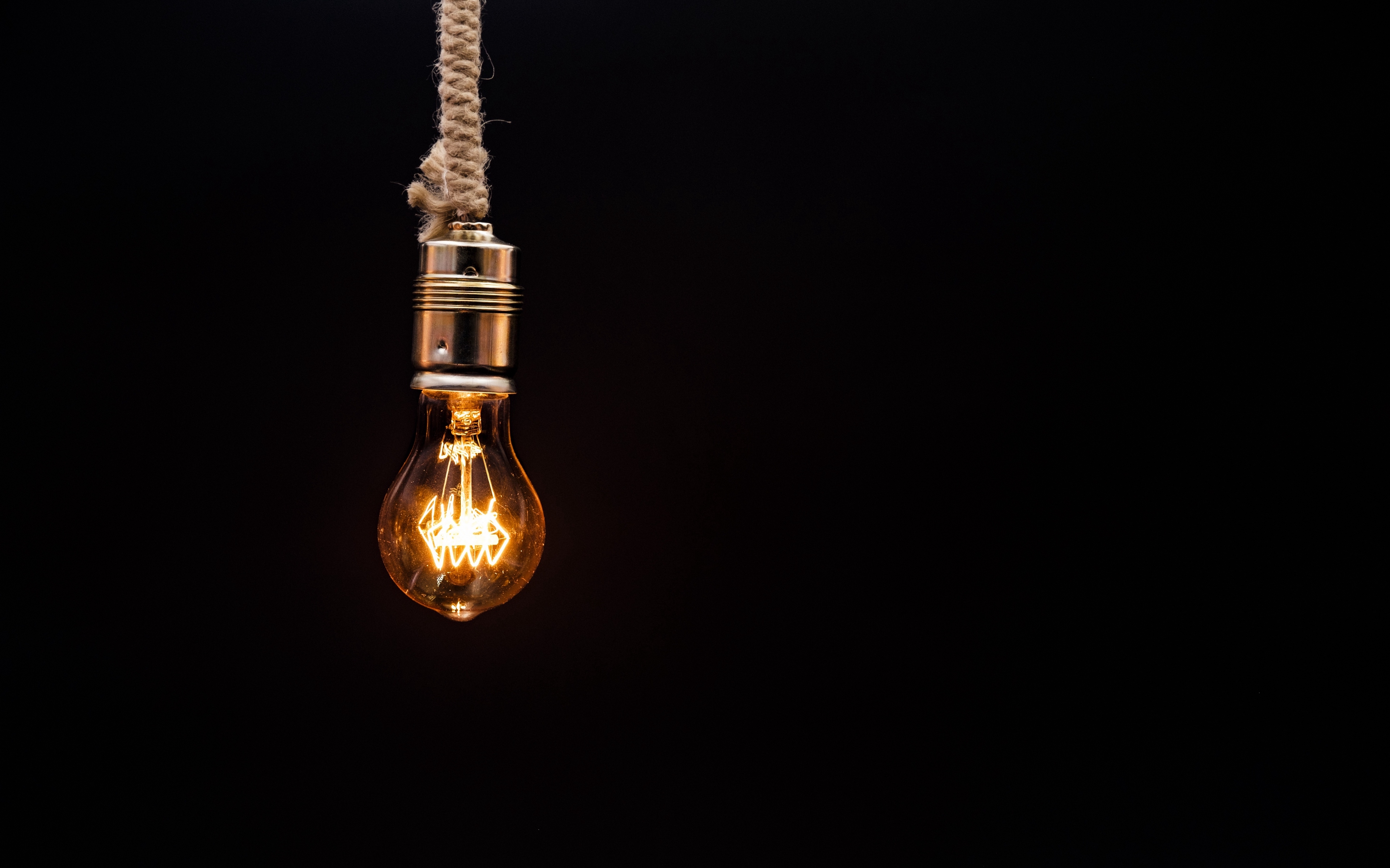 3840x2400 Download wallpaper  bulb, lighting, rope, electricity, Desktop