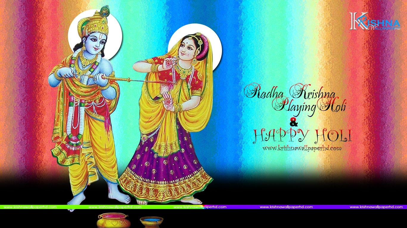 1370x770 Radha Krishna Holi Wallpaper Wallpaper Hd Free God HD, Desktop