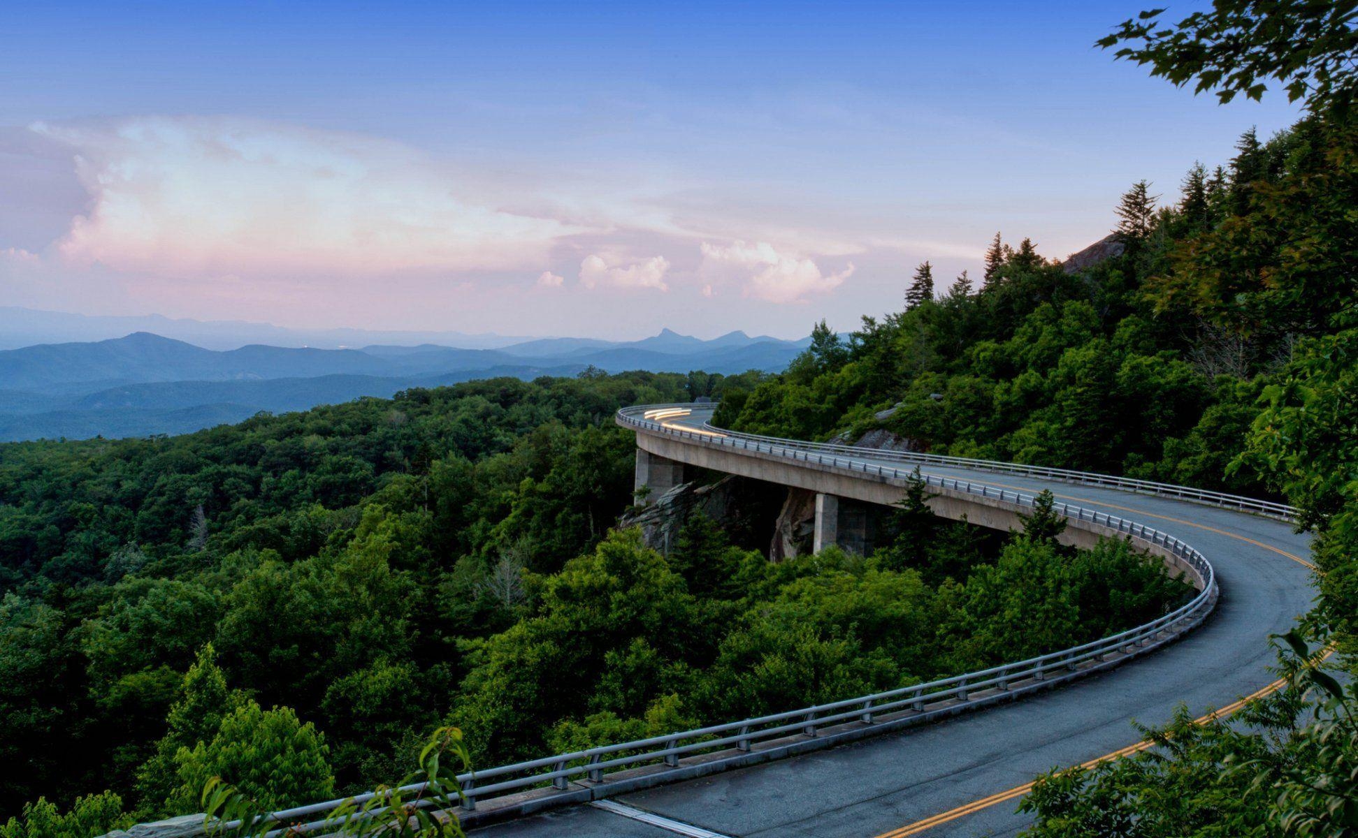 1950x1200 blue ridge parkway appalachian mountains mountain forest road HD, Desktop