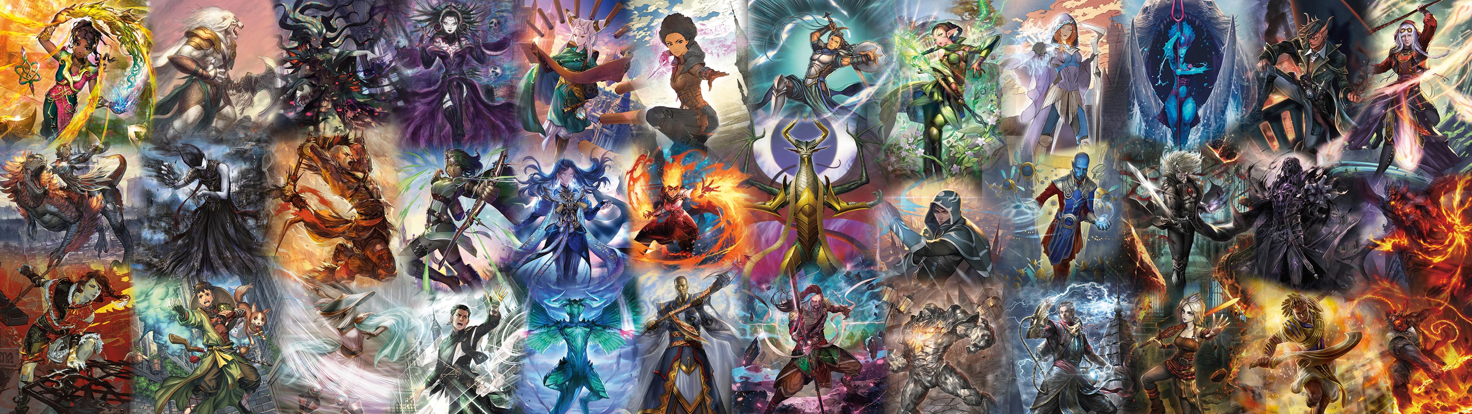 5120x1440 I've been practicing photohop for my youtube page. I made a 5120 X 1440 wallpaper with all the anime War of the spark planeswalkers. It's not great but i figured some of, Dual Screen