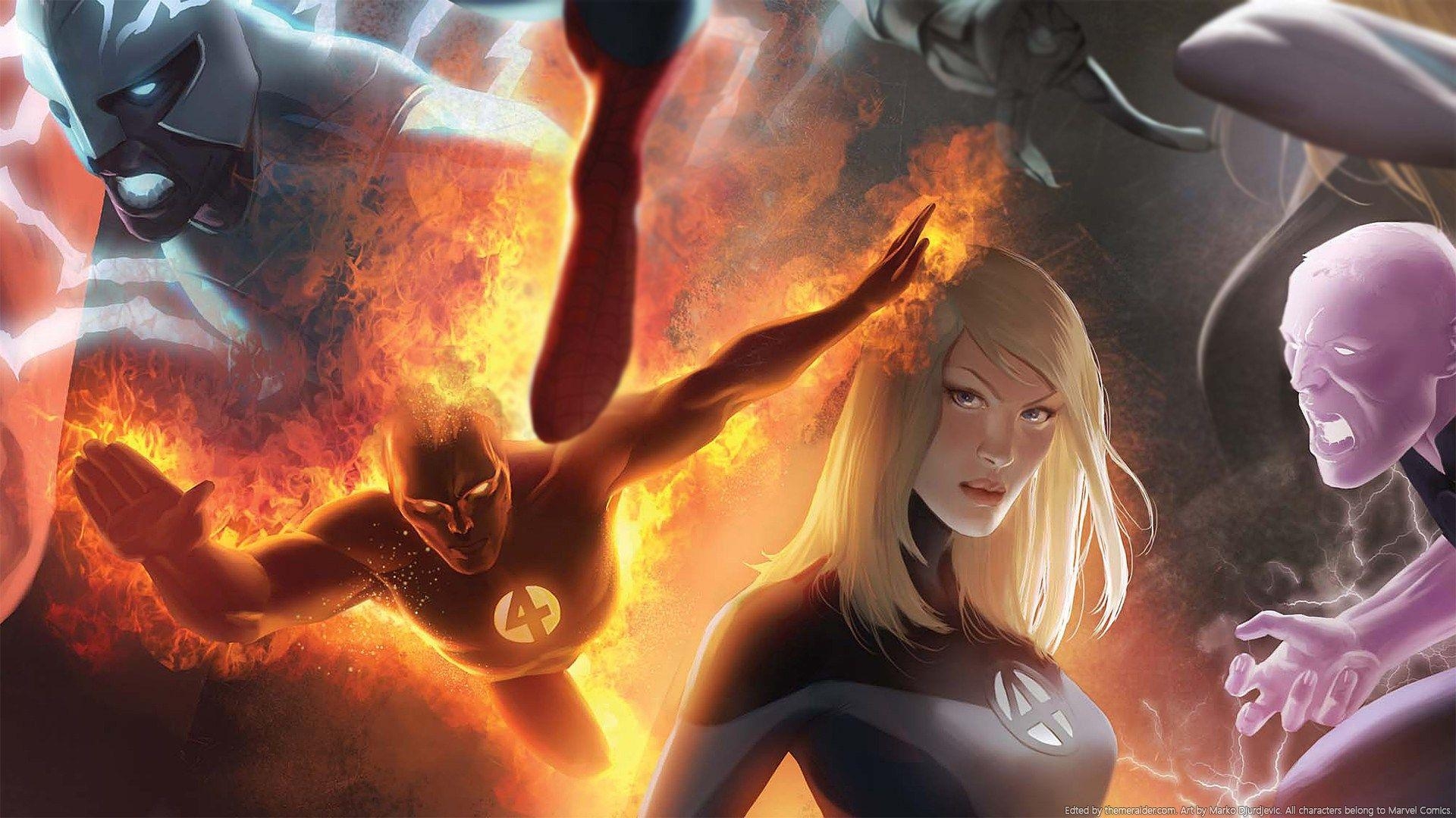 1920x1080 Art, Human Torch (Johnny Storm), Invisible Woman (Sue Storm), Marko, Desktop