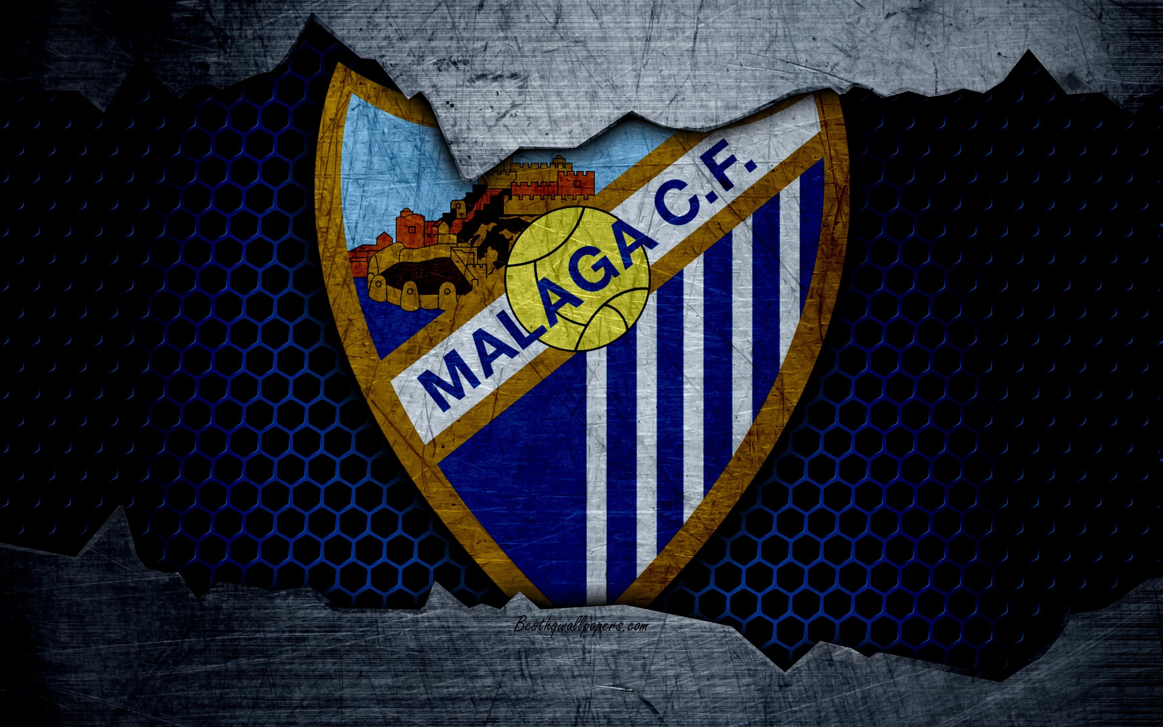 3840x2400 Download wallpaper Malaga FC, 4k, La Liga, football, emblem, Malaga, Desktop