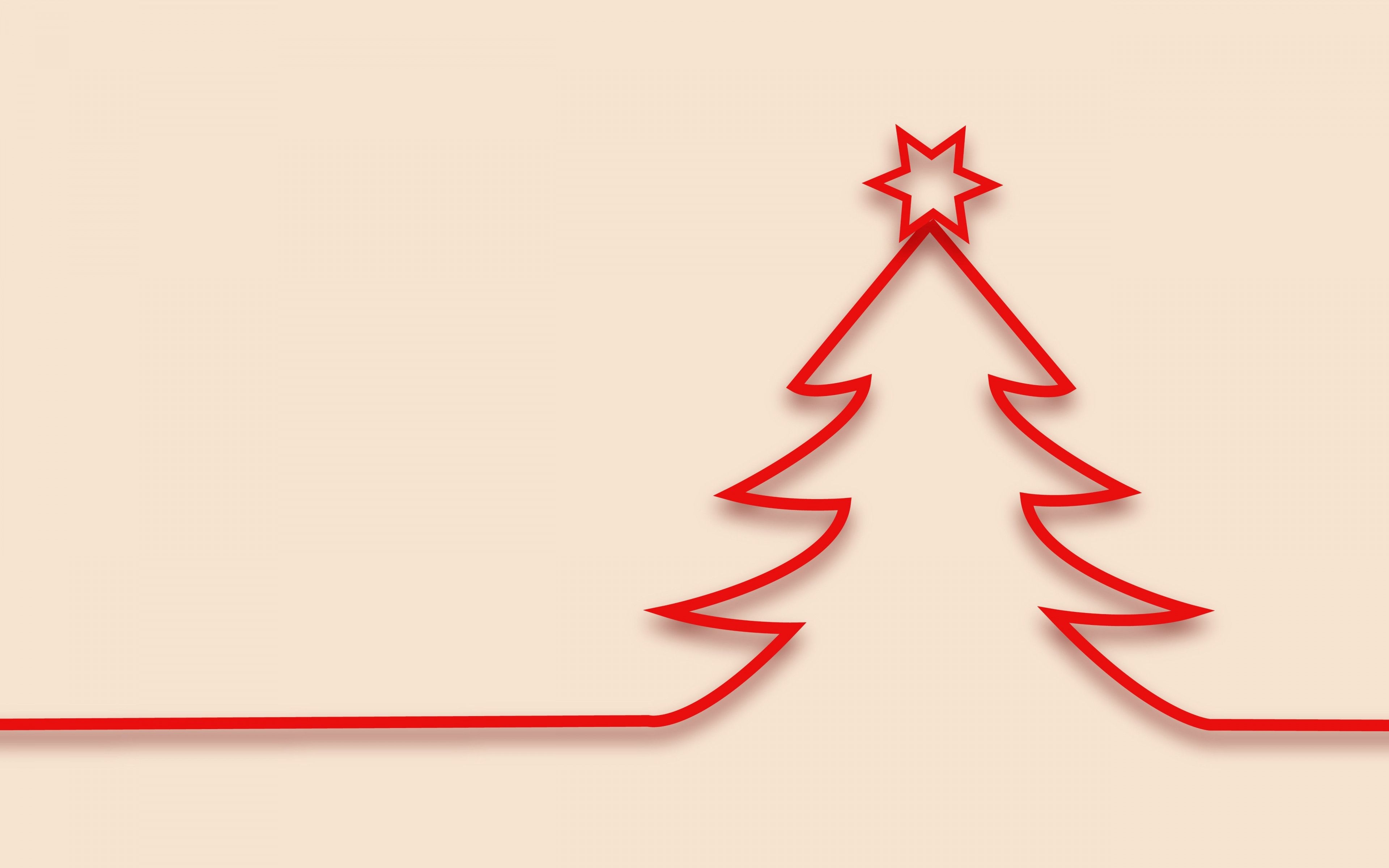 3840x2400 Download wallpaper: Red minimalistic Christmas tree design, Desktop