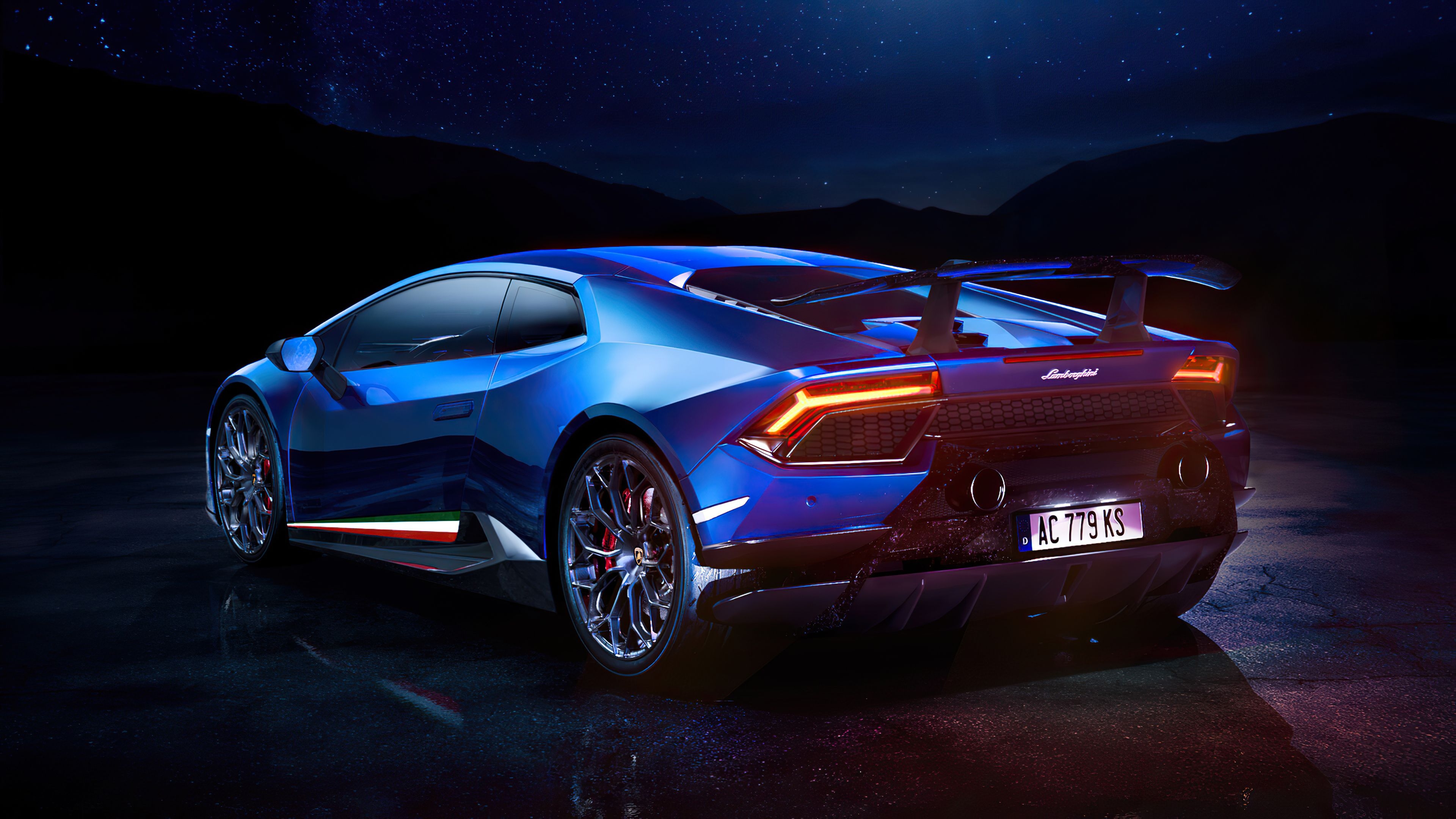 3840x2160 Blue Lamborghini Huracan 4k Rear, HD Cars, 4k Wallpaper, Image, Background, Photo and Picture, Desktop