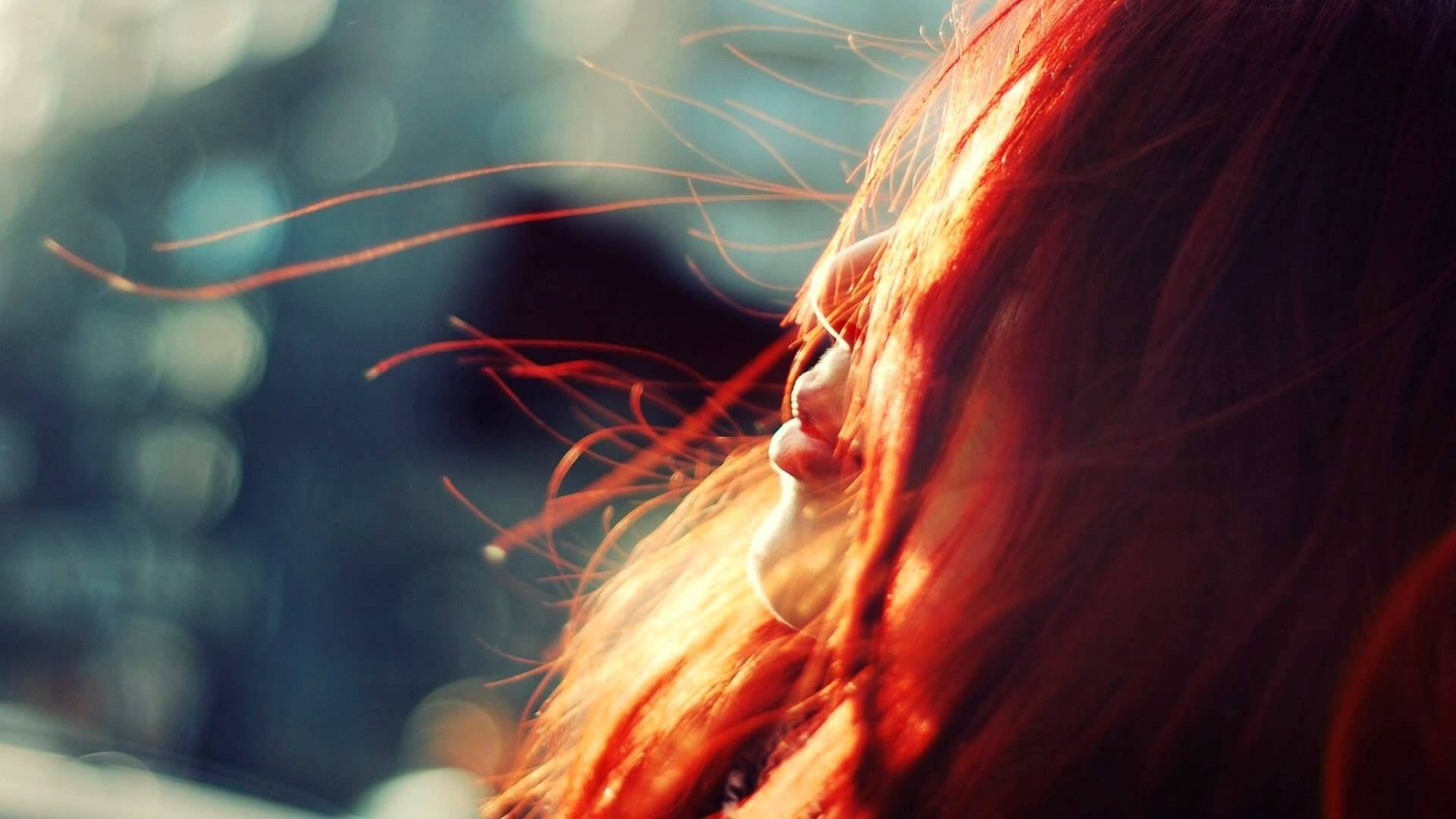 1920x1080 #depth of field, #women, #redhead, #face, wallpaper, Desktop