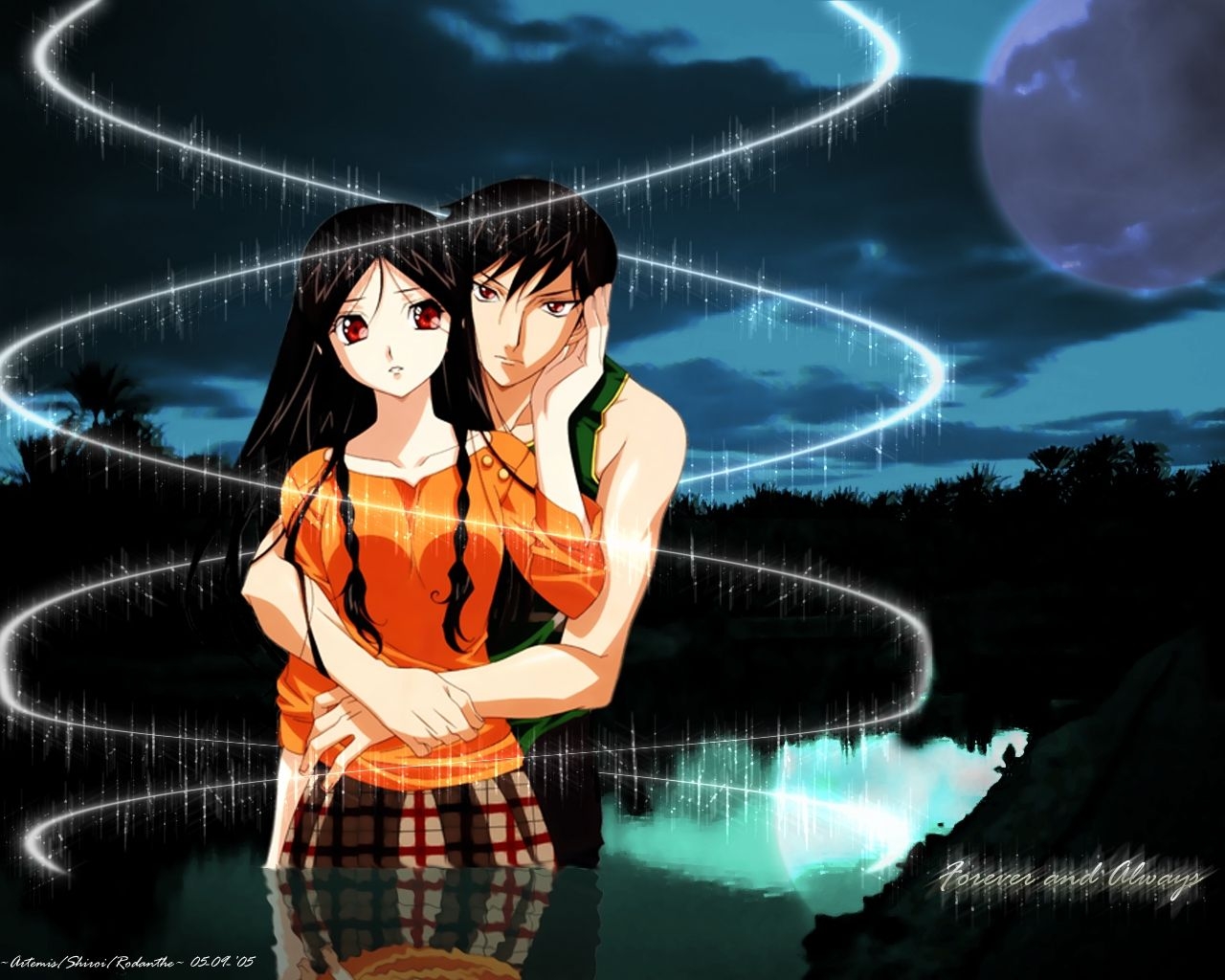 1280x1030 Anime Boy And Girl Hugging Wallpaper, Desktop