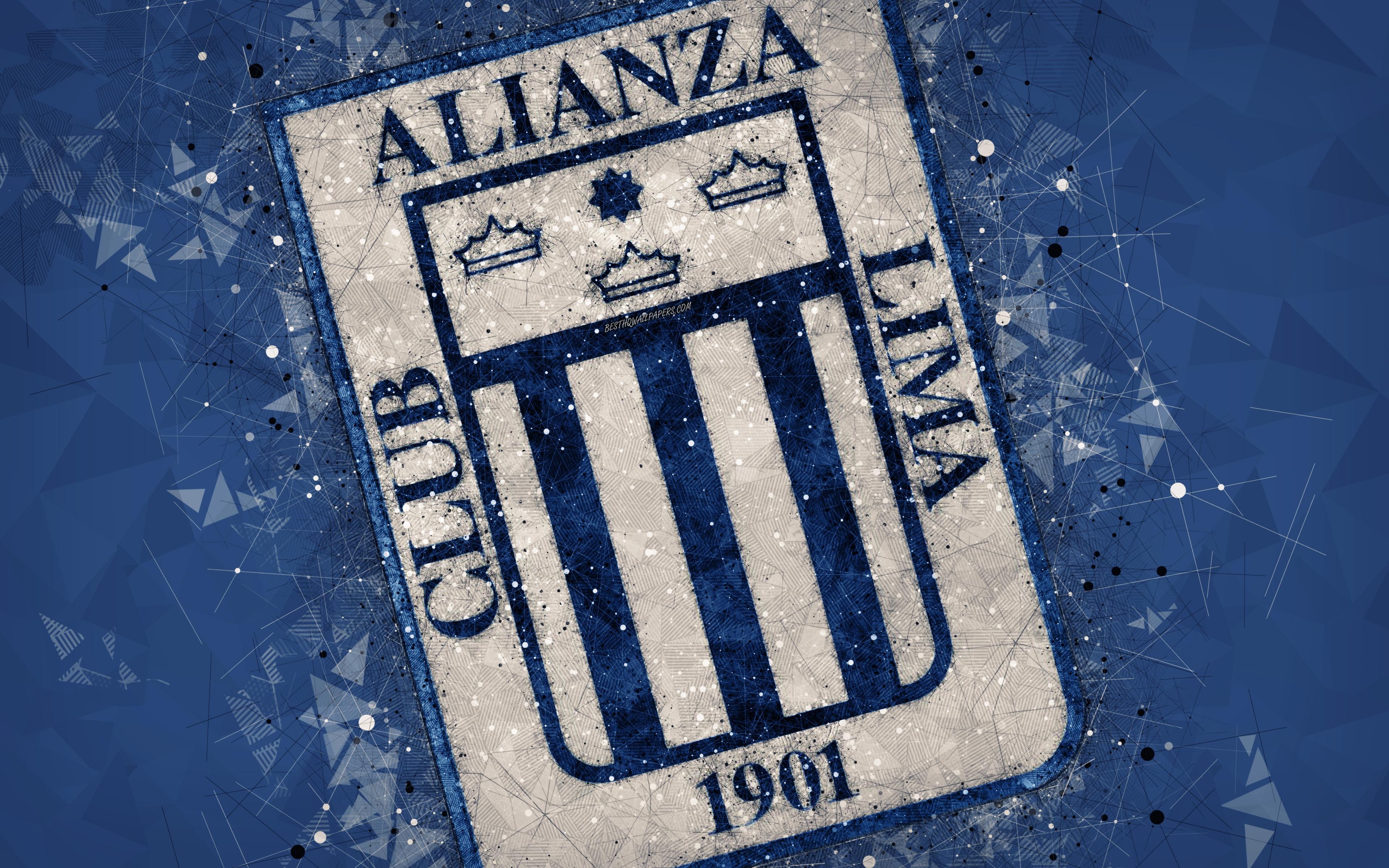 3840x2400 Download wallpaper Club Alianza Lima, 4k, geometric art, logo, Desktop