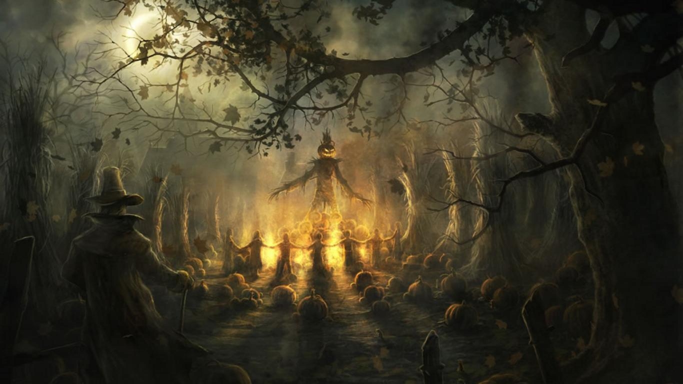 1370x770 Halloween Scarecrow Wallpaper, Desktop