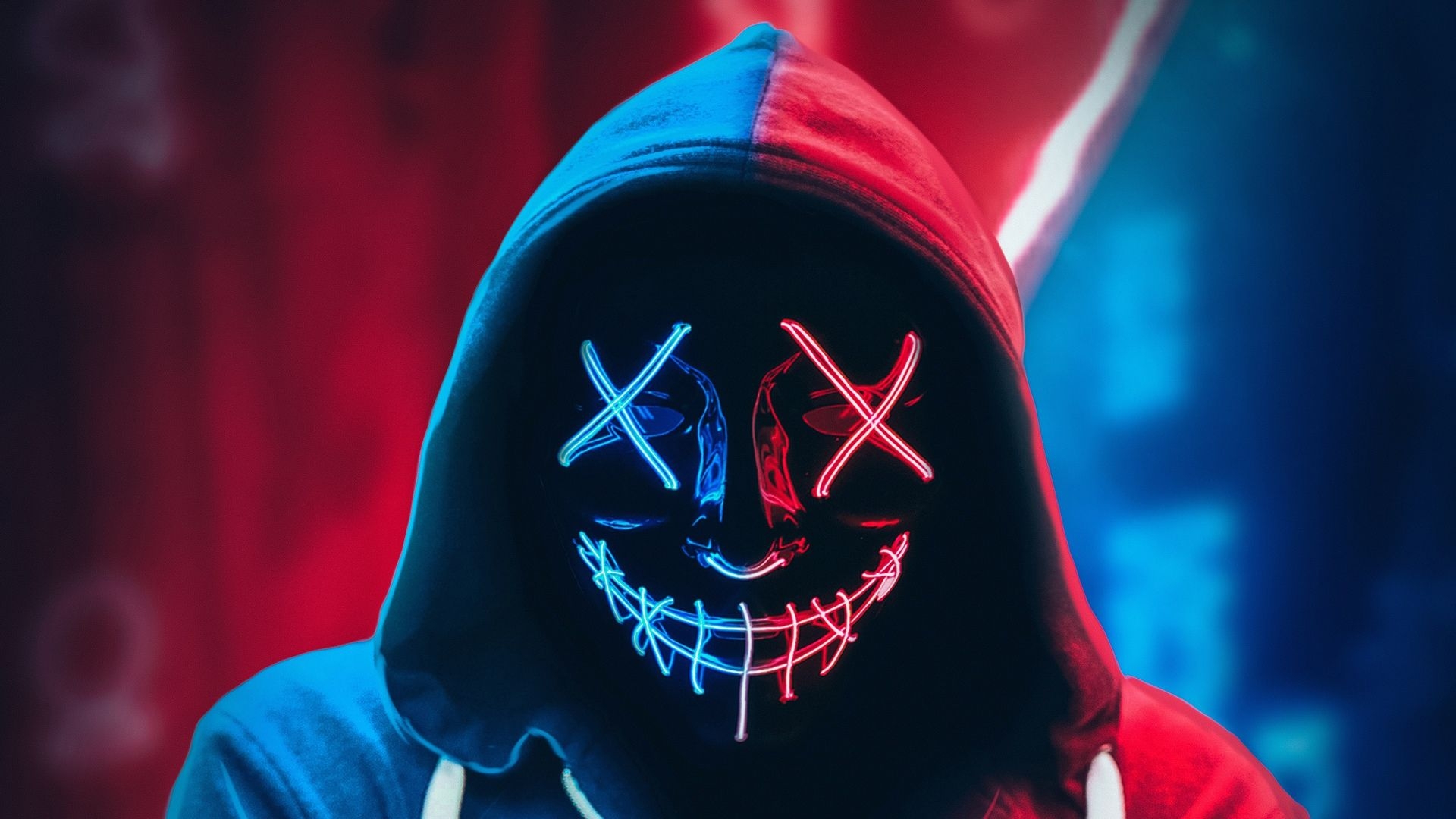 1920x1080 Red and Blue Mask Neon, Desktop