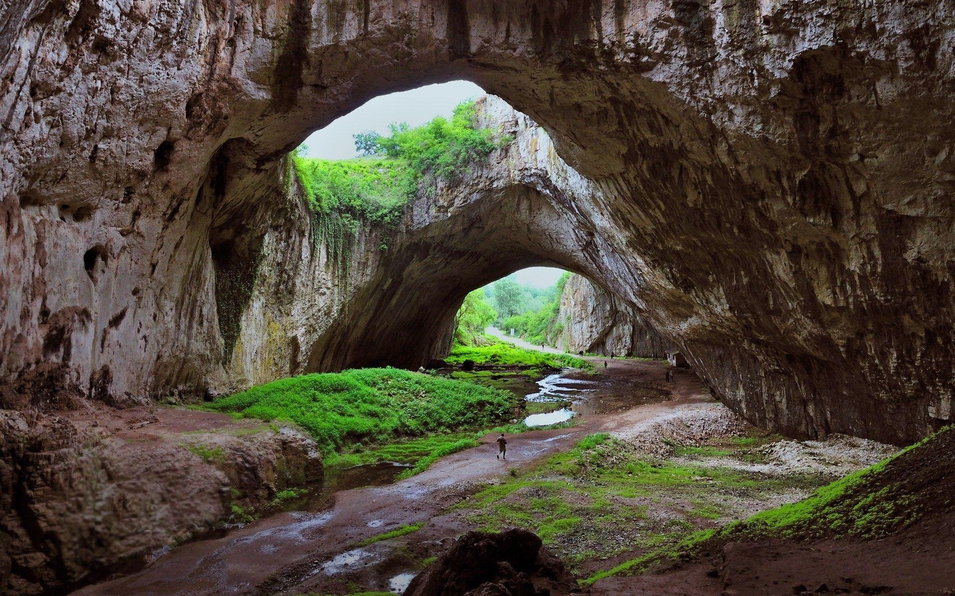 1920x1200 cave, River, Grass, Bulgaria, Rock, Huge, Nature, Landscape, Desktop