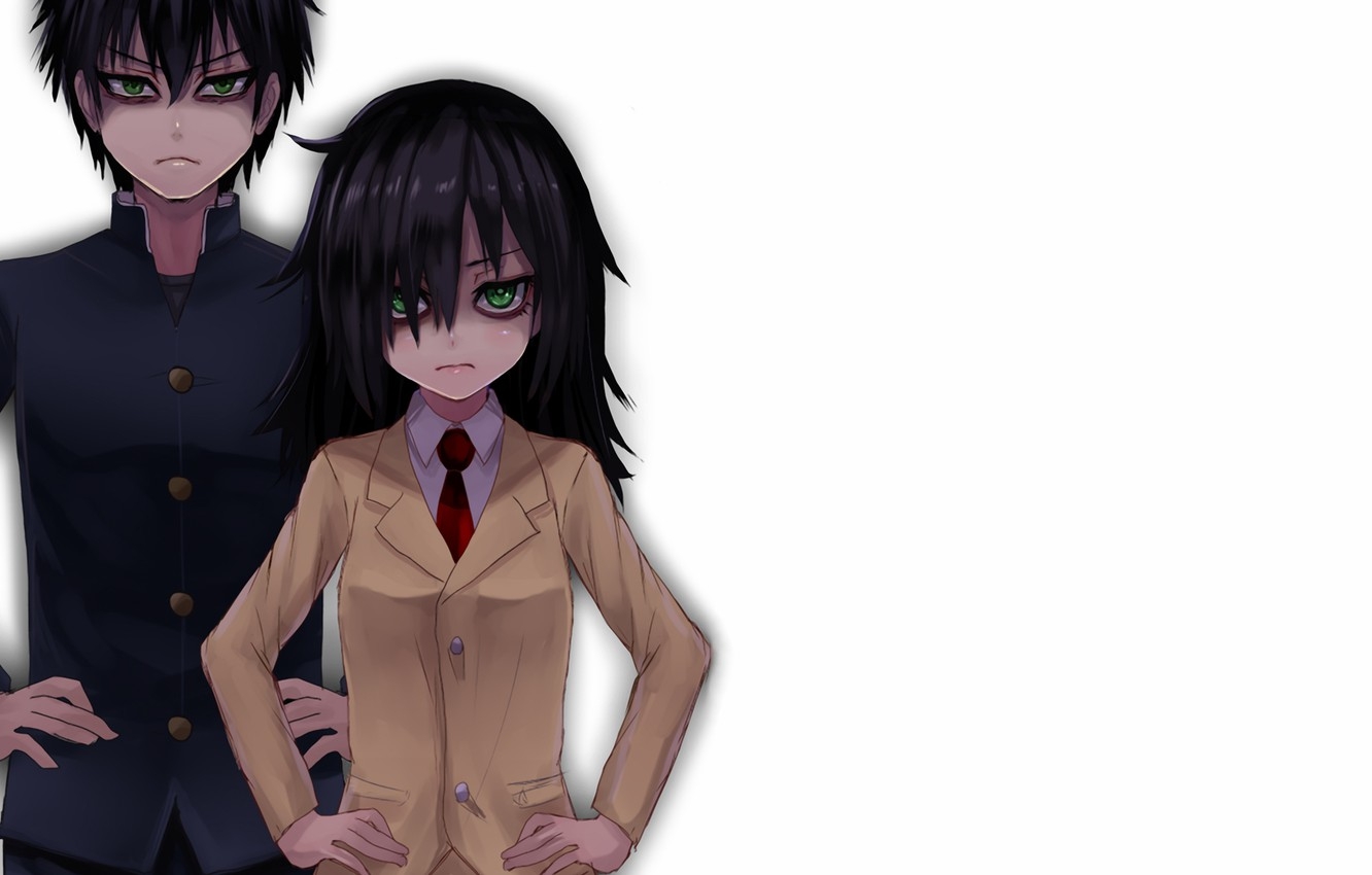 1340x850 Wallpaper look, girl, background, guy, school uniform, WataMote, They will meet the ga mote kris no of spot kangaetemo omaera, Tomoko Kuroki, Tomoki Kuroki, brother and sister image for desktop, section прочее, Desktop