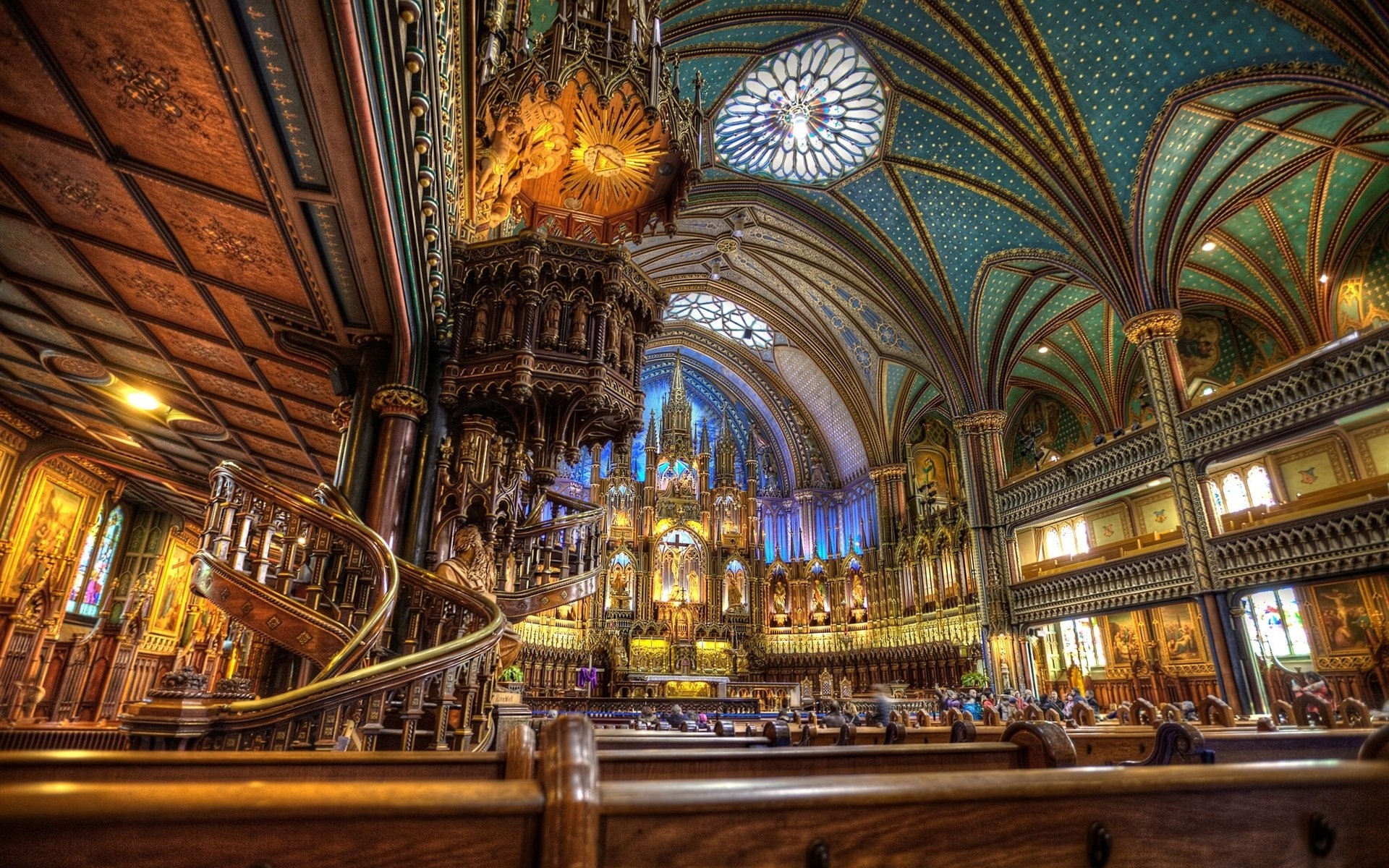 1920x1200 Wallpaper The Notre Dame Basilica, Indoor gorgeous scenery, Desktop