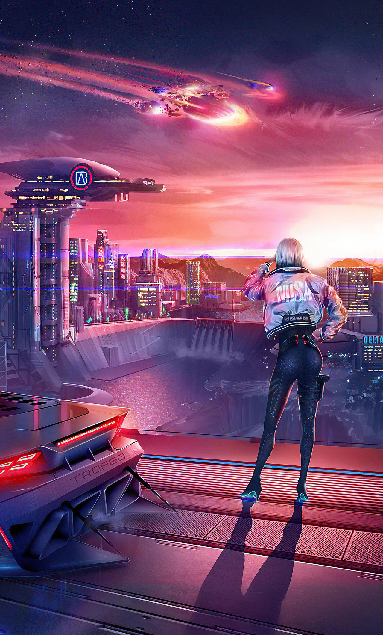 1280x2120 Cyberpunk Girl Night City, Phone