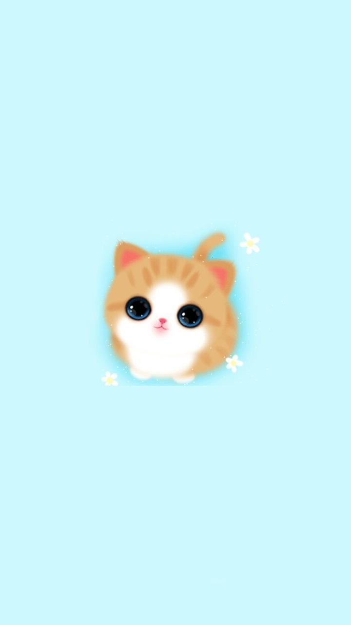 720x1280 Cute Girly iPhone Wallpaper Cat Baby Blue 3D iPhone Wallpaper, Phone