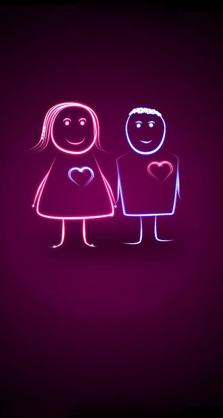 750x1400 Love Cute Cartoon Little Couple iPhone 5s Wallpaper Download, Phone