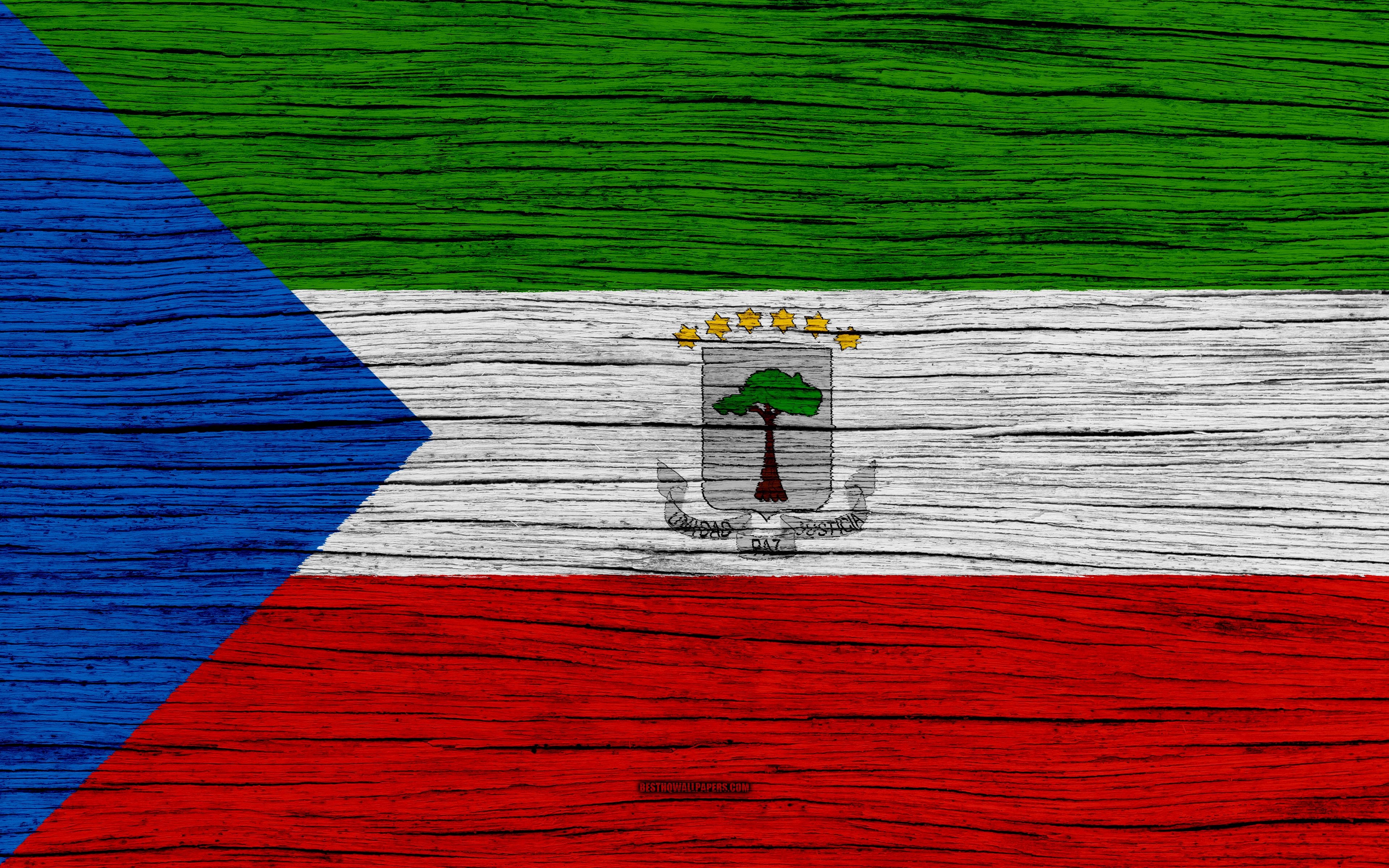 3840x2400 Download wallpaper Flag of Equatorial Guinea, 4k, Africa, wooden, Desktop