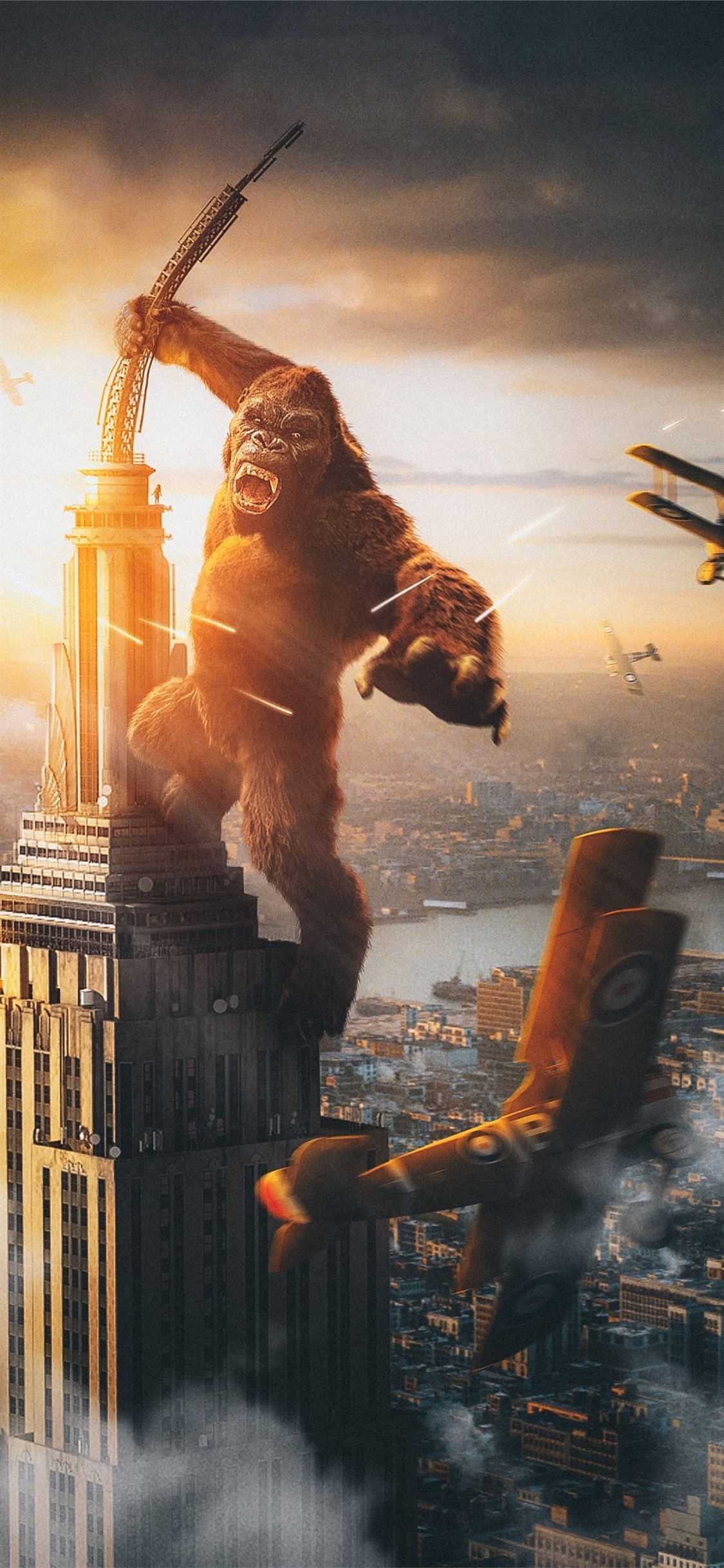 1130x2440 king kong vs plane #KingKong #movies, Phone