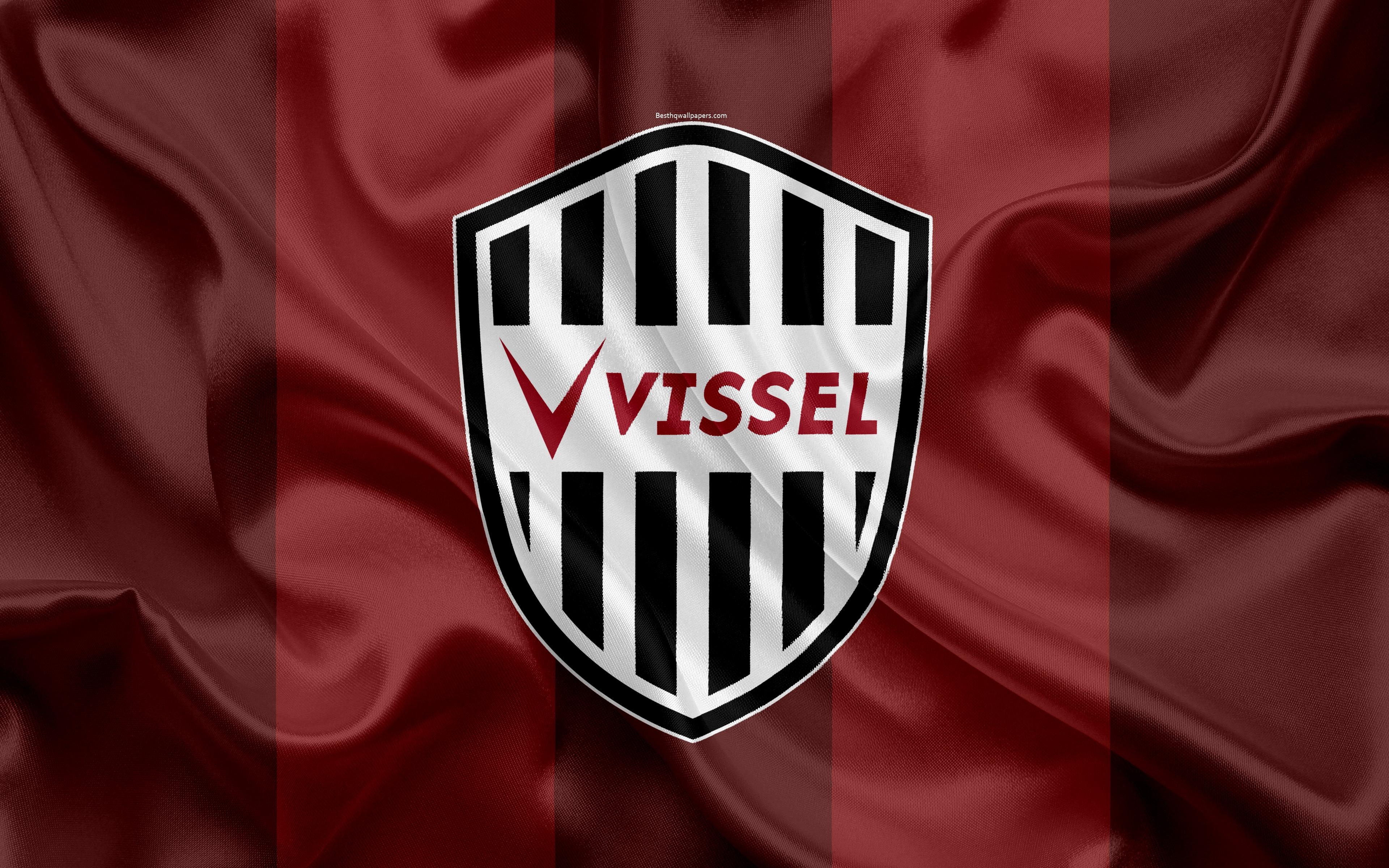 3840x2400 Download wallpaper Vissel Kobe, 4k, Japanese football club, logo, Desktop