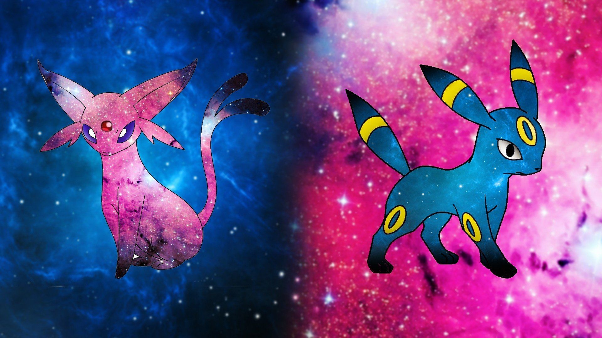 1920x1080 Pokémon, Space, Espeon, Umbreon, Pikachu, Blue, Pink, Dog HD, Desktop