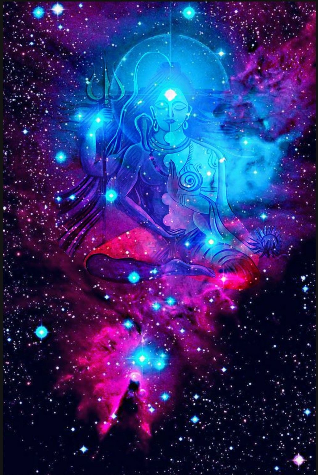 1040x1540 Lord Shiva as ardhnarishwar in Brahmand Galaxy in creative art, Phone