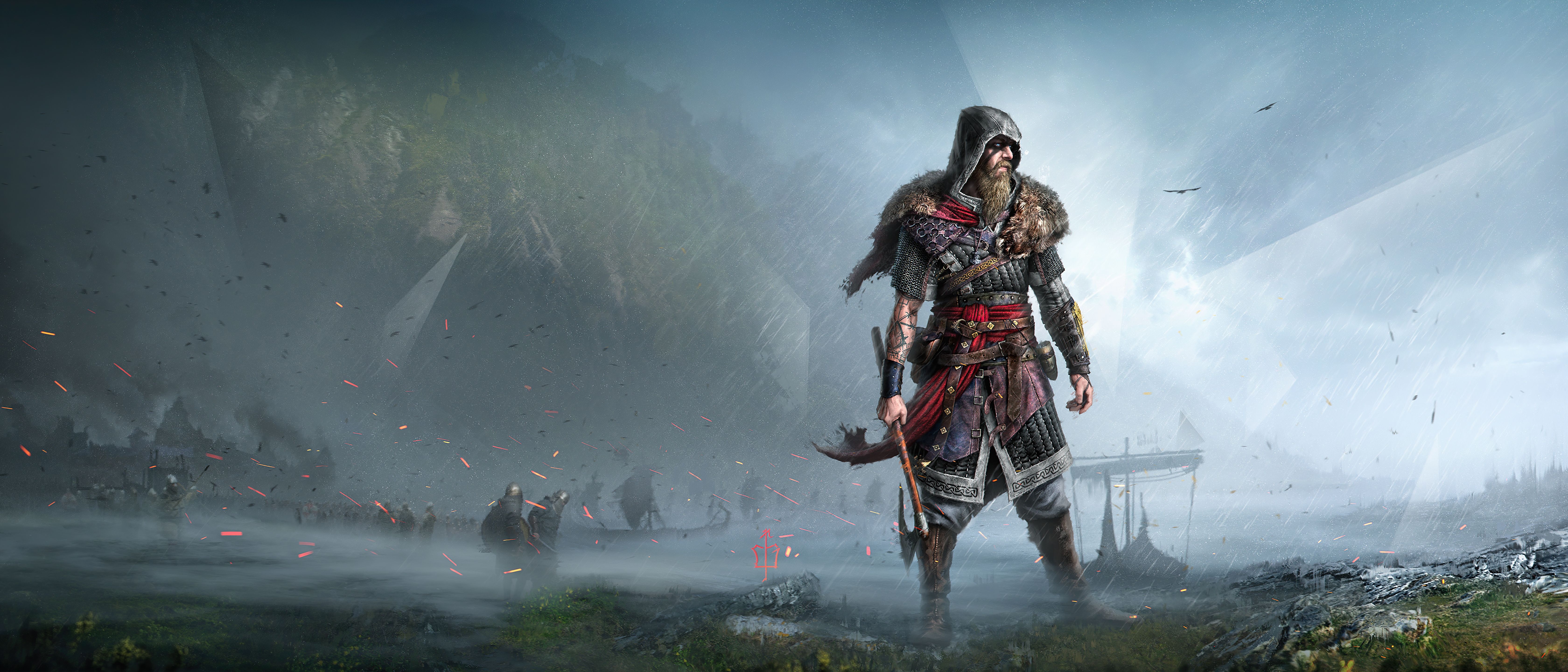 6720x2880 Assassin's Creed Valhalla 4K Wallpaper, Viking raider, Fan Art, PC games, PlayStation PlayStation Xbox One, Games, Dual Screen