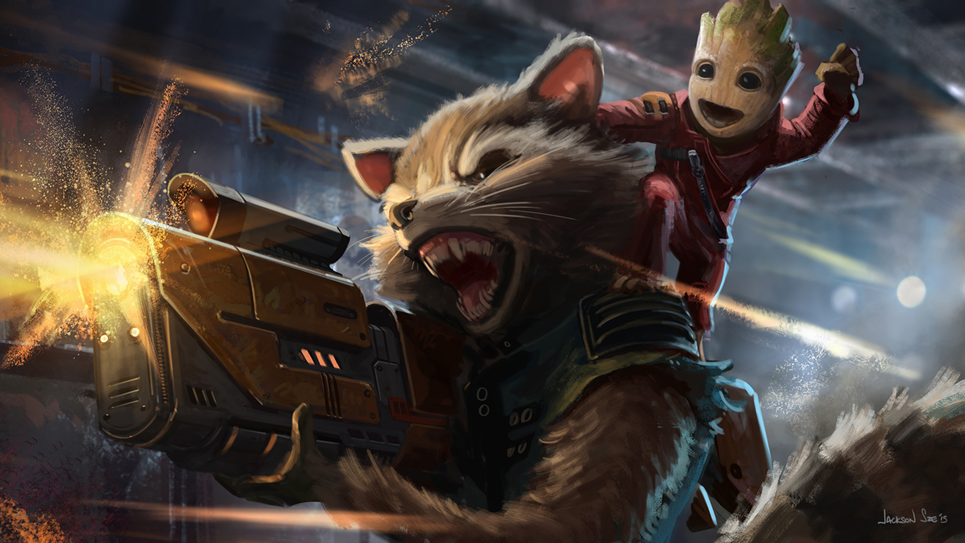 1920x1080 Baby Groot And Rocket Raccoon Artwork, HD Movies, 4k Wallpaper, Image, Background, Photo and Picture, Desktop