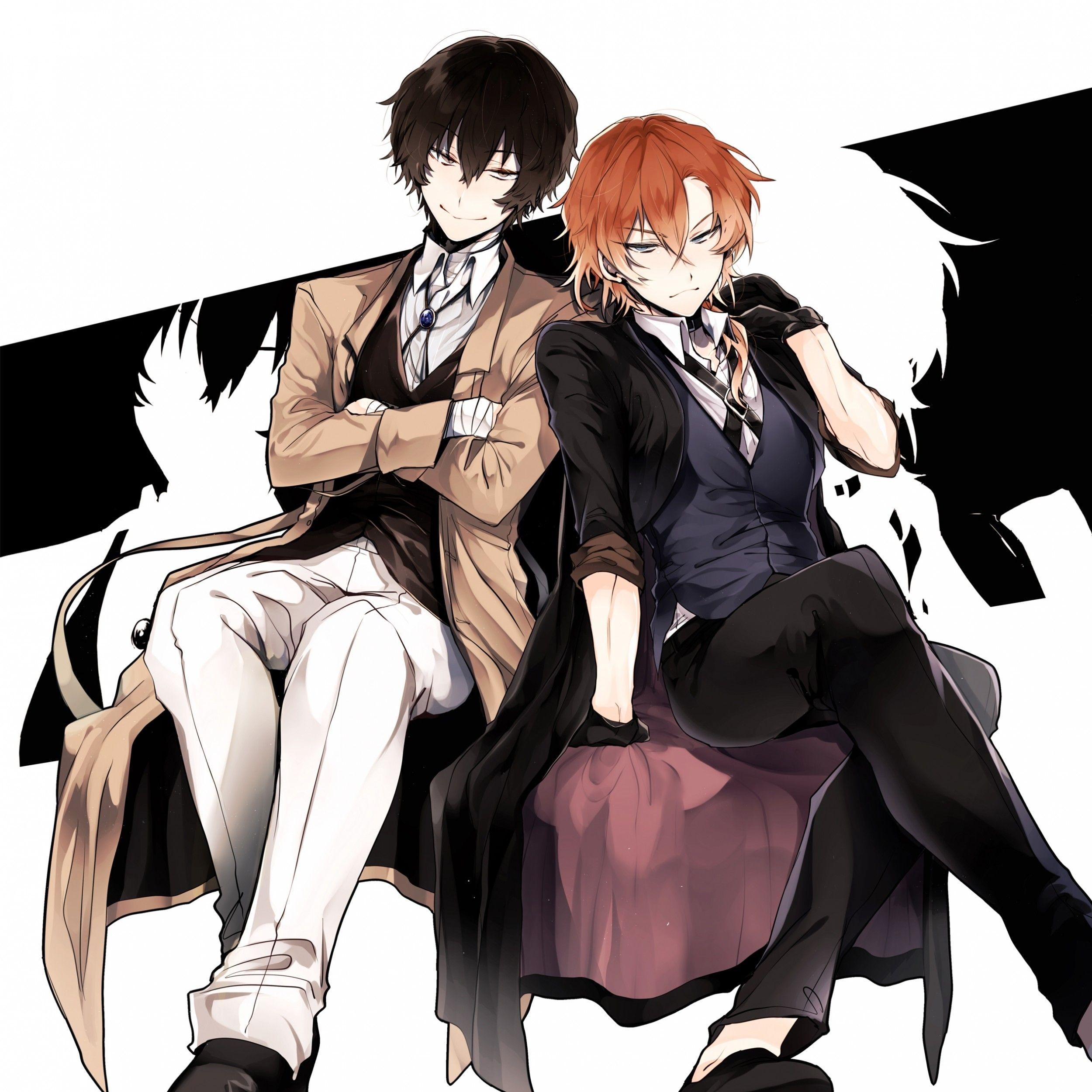 2500x2500 Download  Nakahara Chuuya, Dazai Osamu, Bungou Stray Dogs, Phone