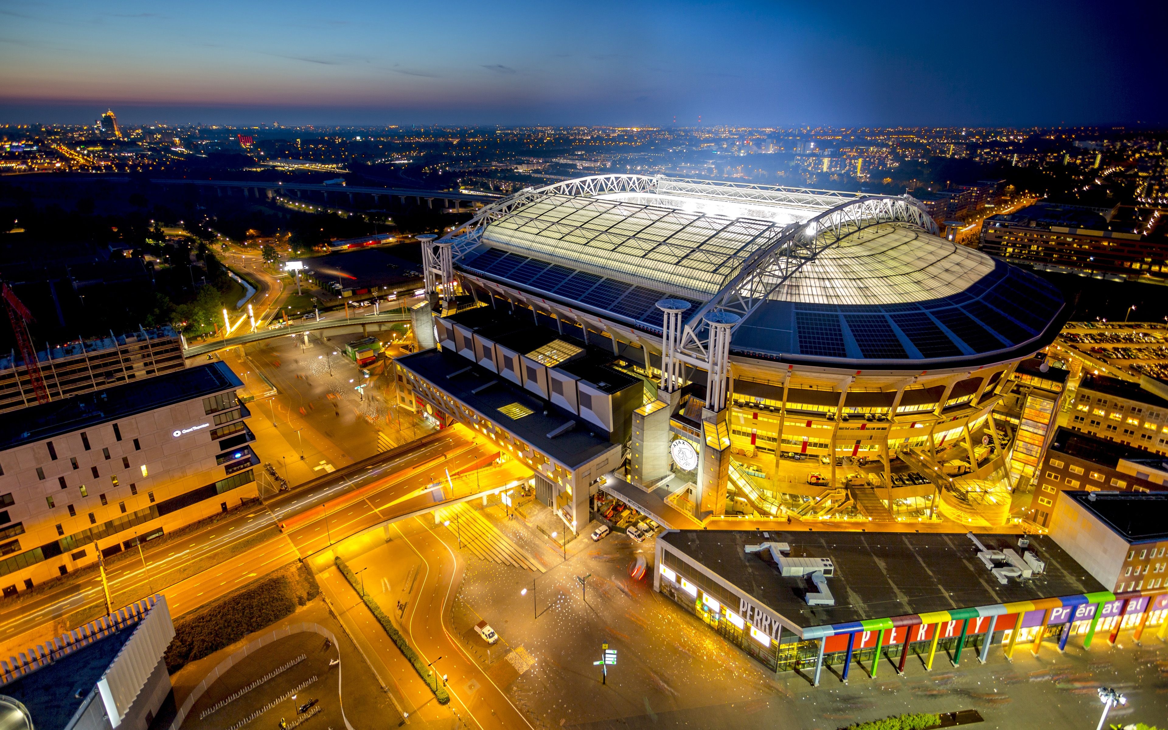 3840x2400 Download wallpaper 4k, Amsterdam Arena, night, Johan Cruijff Arena, Ajax stadium, match, Amsterdam, soccer, football stadium, Ajax FC for desktop with resolution. High Quality HD picture wallpaper, Desktop
