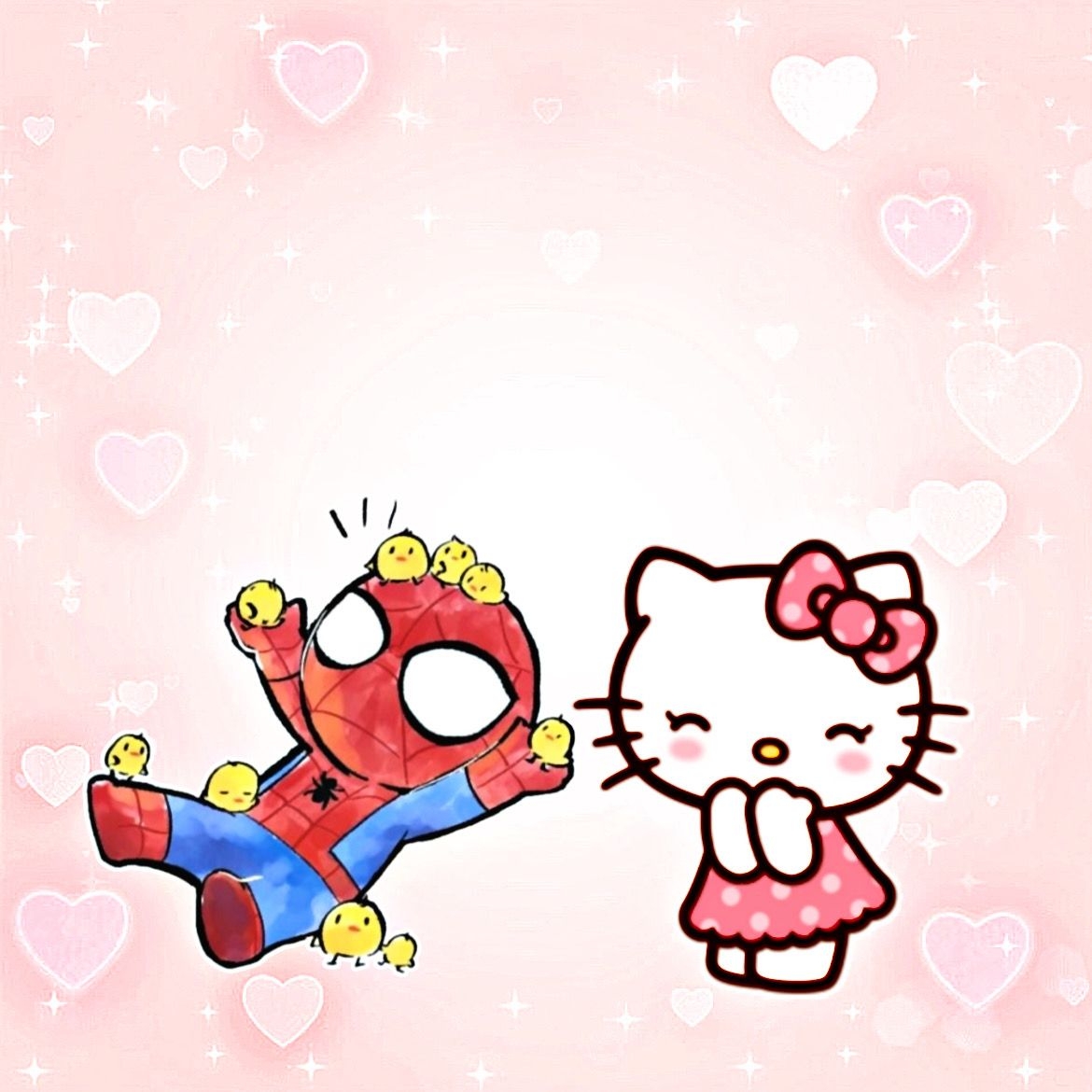 1170x1170 Hello Kitty & Spiderman. Hello kitty wallpaper, Sanrio hello kitty, Kitty drawing, Phone