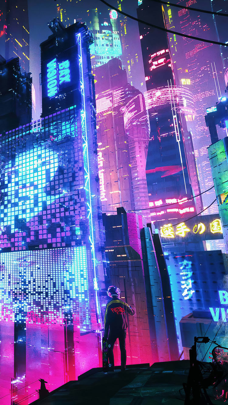 750x1340 Colorful Neon City 4k iPhone iPhone 6S, iPhone 7 HD 4k Wallpaper, Image, Background, Photo and Picture, Phone