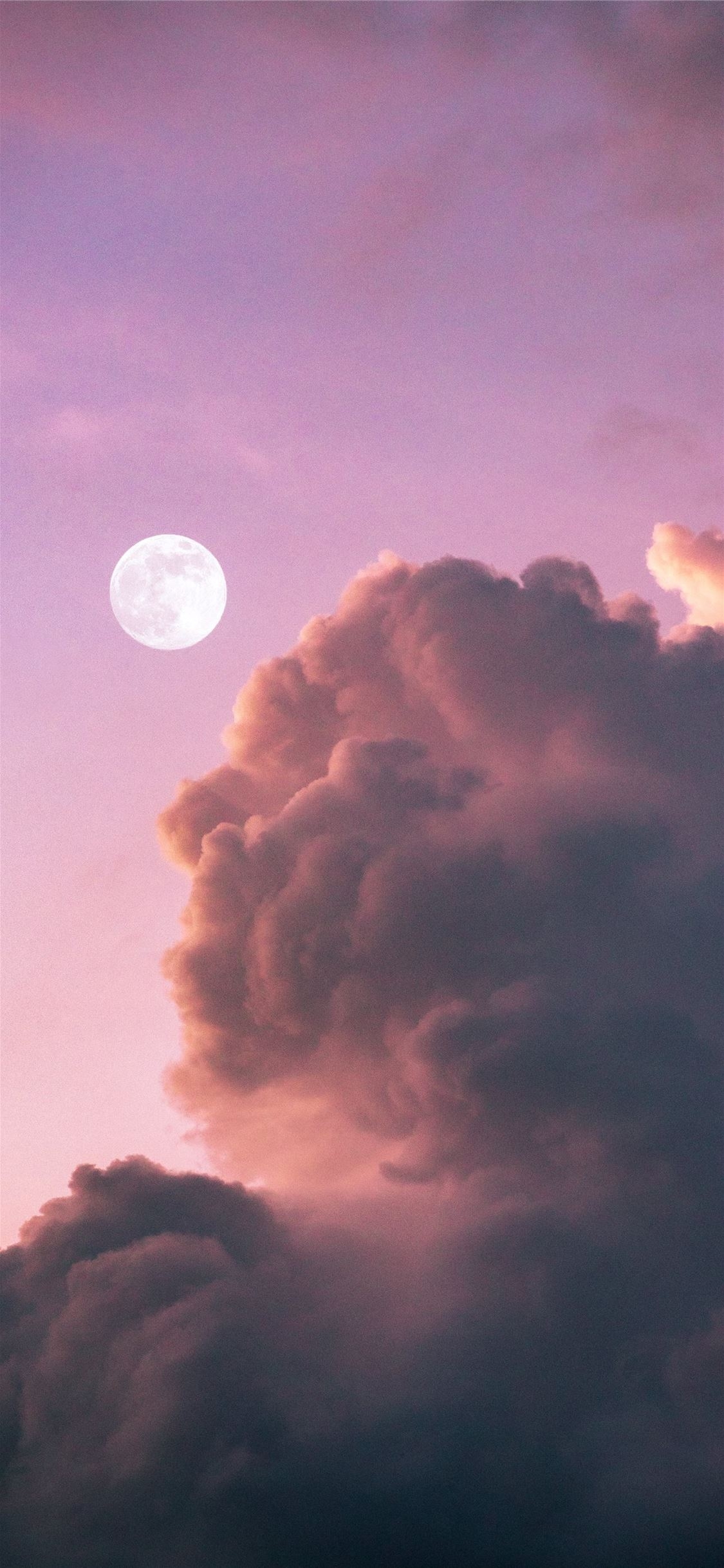 1130x2440 full moon over clouds during night time iPhone X Wallpaper Free Download, Phone