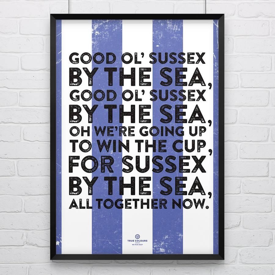 900x900 brighton and hove albion 'sussex' football song print, Phone