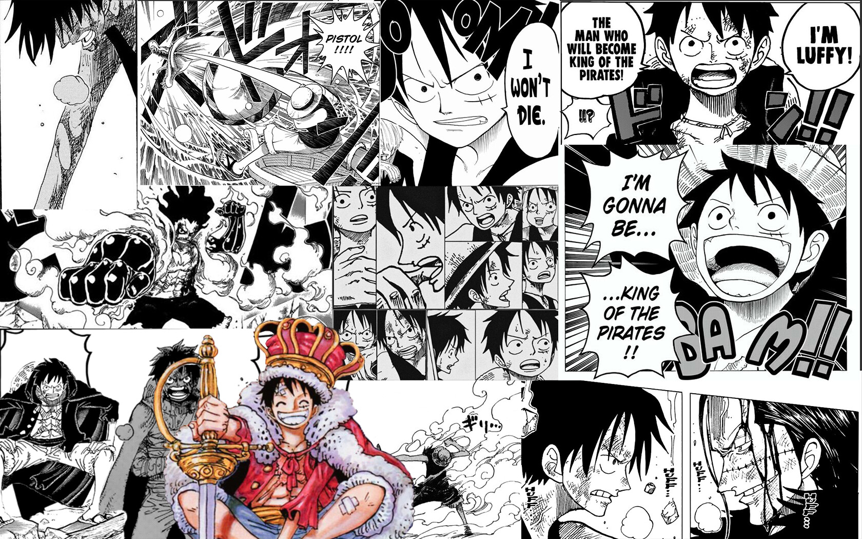 1680x1050 Manga Collage Wallpaper Piece (Luffy) / 1680 x 1050px, Desktop