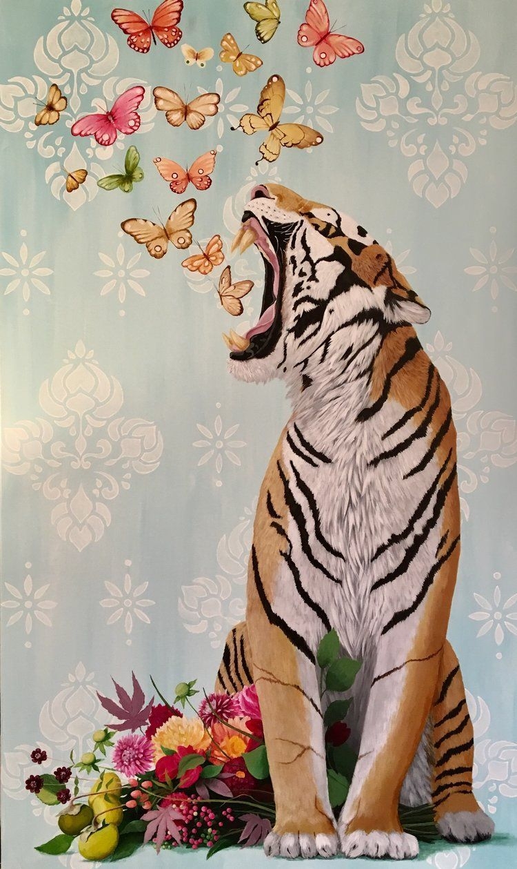 750x1260 Tiger Loves Color by Heather Gauthier. Tiger art, Art, Art wallpaper, Phone