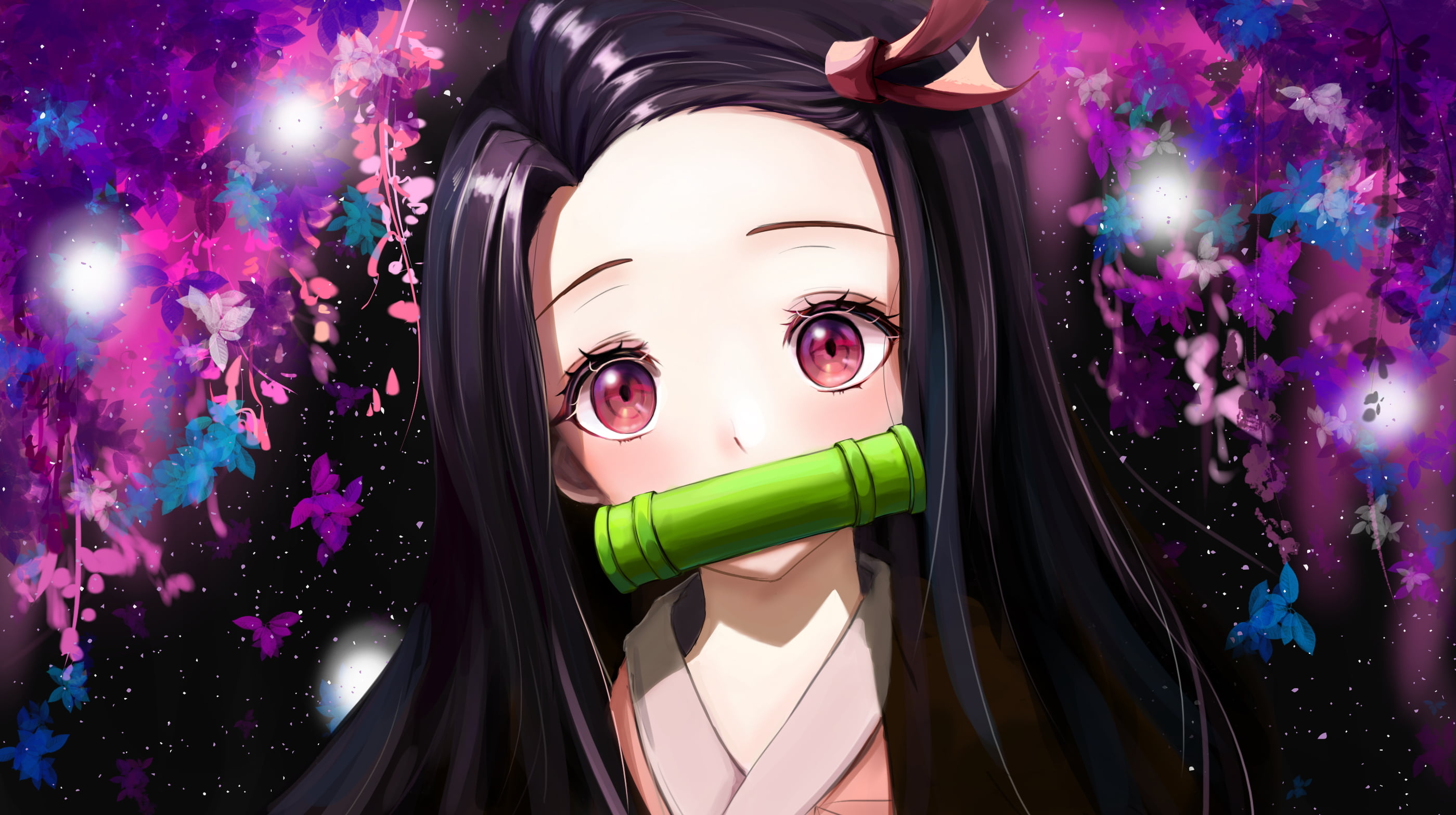 2800x1570 Wallpaper / anime, Kamado Nezuko, 2K, bamboo free download, Desktop