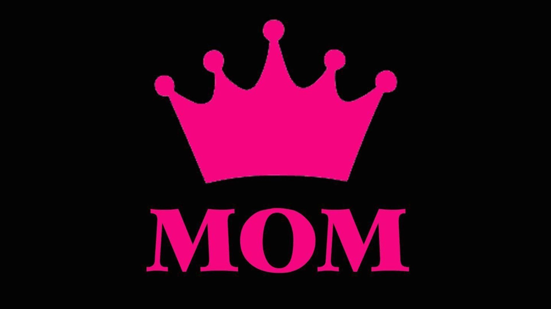 1920x1080 Pink Letters Mom With Crown In Black Background HD Mom Dad Wallpaper, Desktop