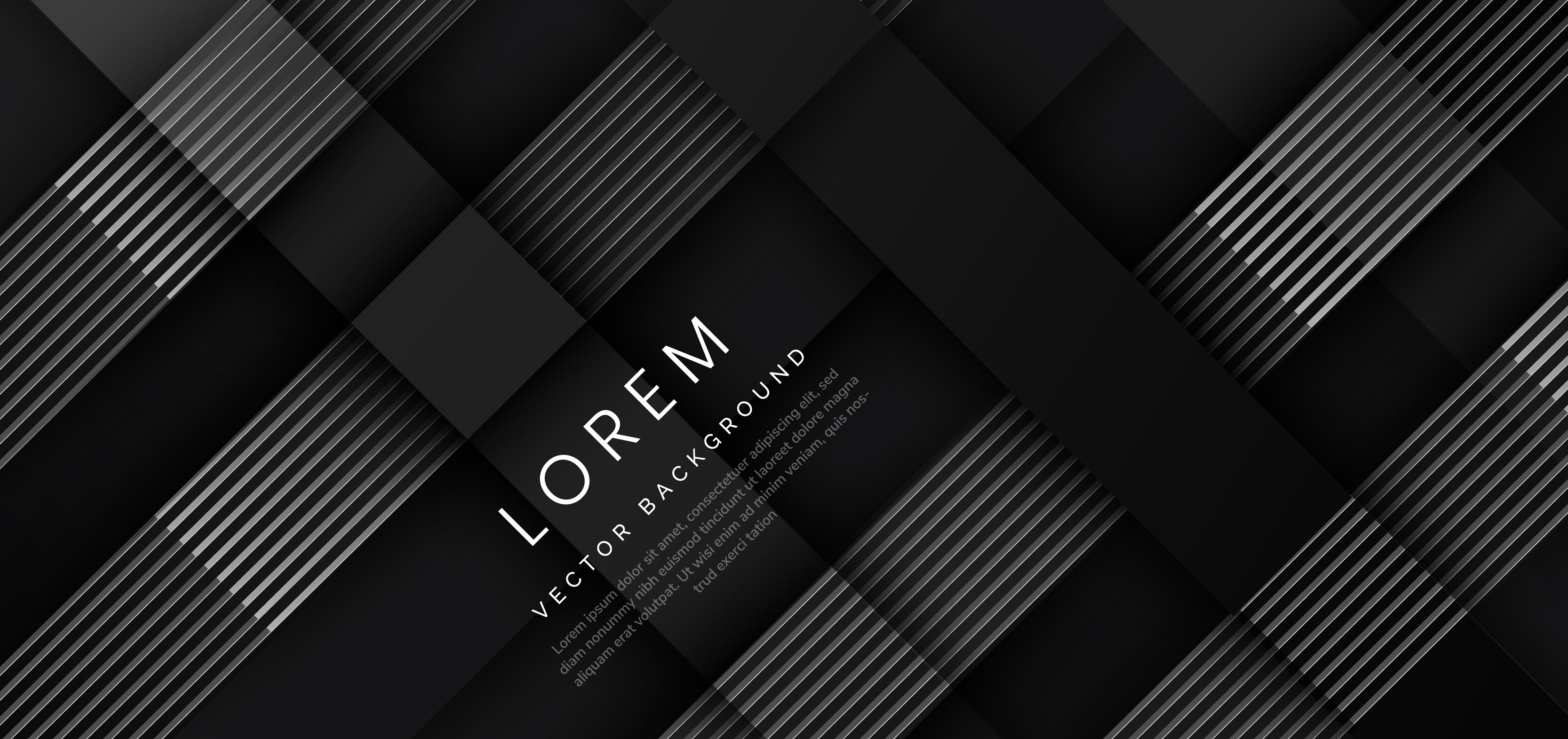 3340x1580 Abstract 3D luxury shiny black background with lattice lines silver glowing, Dual Screen