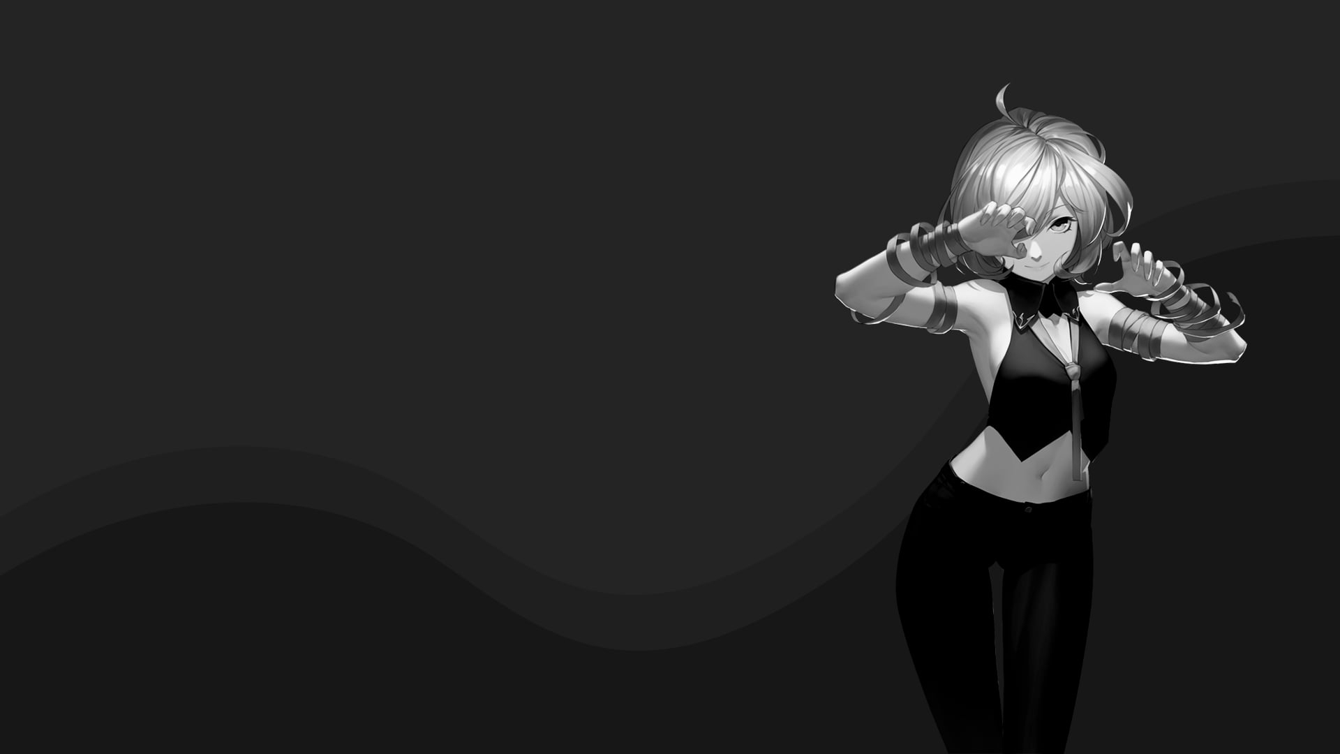 1920x1080 Black dressed female anime character wallpaper, anime girls, dark, minimalism HD wallpaper, Desktop